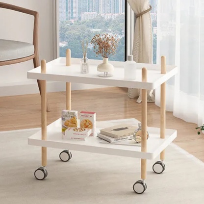 Minimalist 2-tier end nightstands in wood