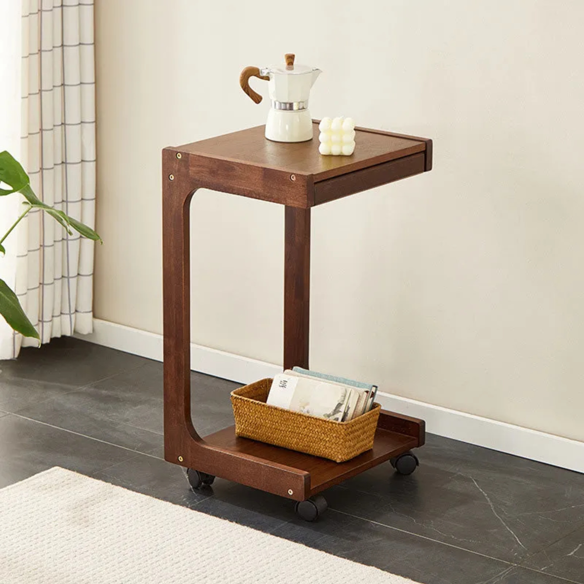 Lighom minimalist 2-tier wood end & side tables