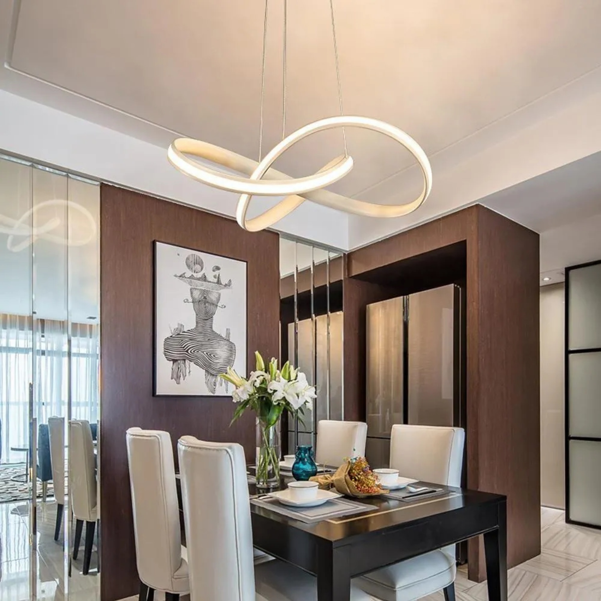 Mobius cluster pendant lighting in synthetic — Warm White (3000K) / White