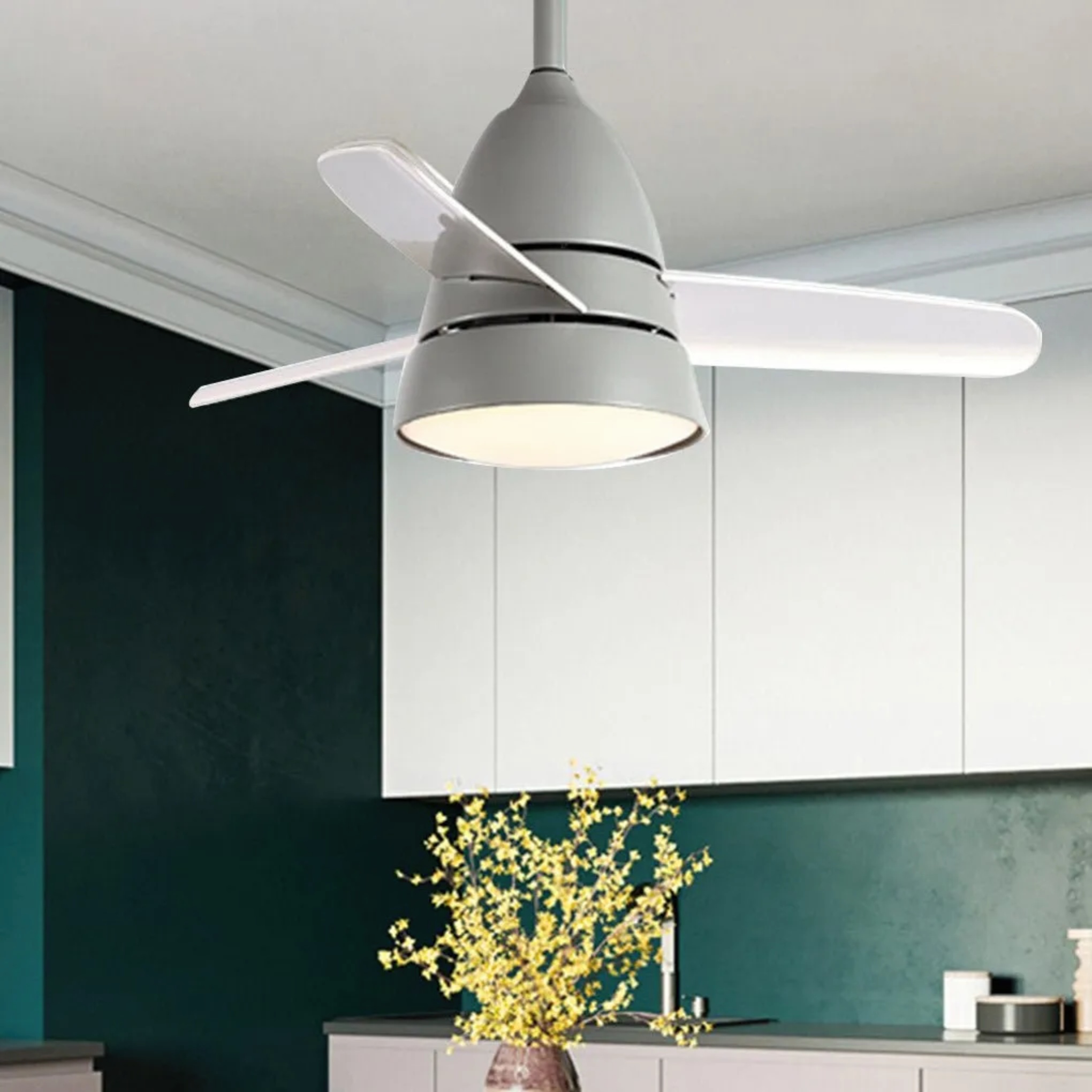 Black modern silent 3-color kids ceiling fans — Matte Black