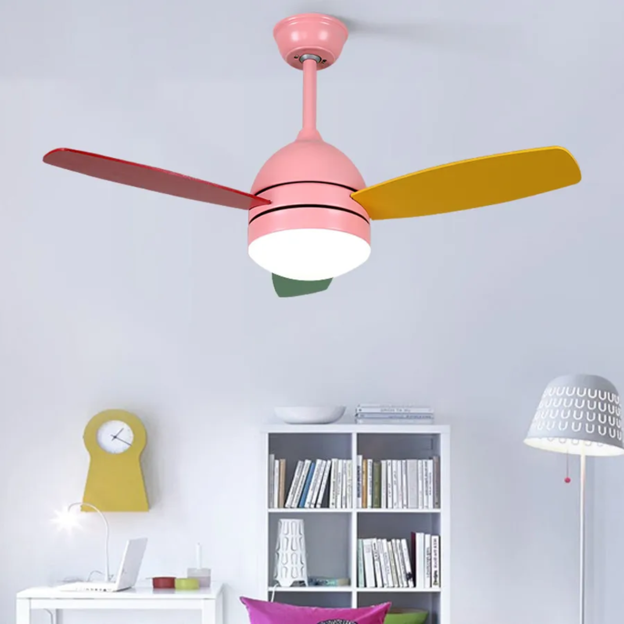 Lighom kids 6-gear synthetic wood acrylic kids ceiling fans for dining room