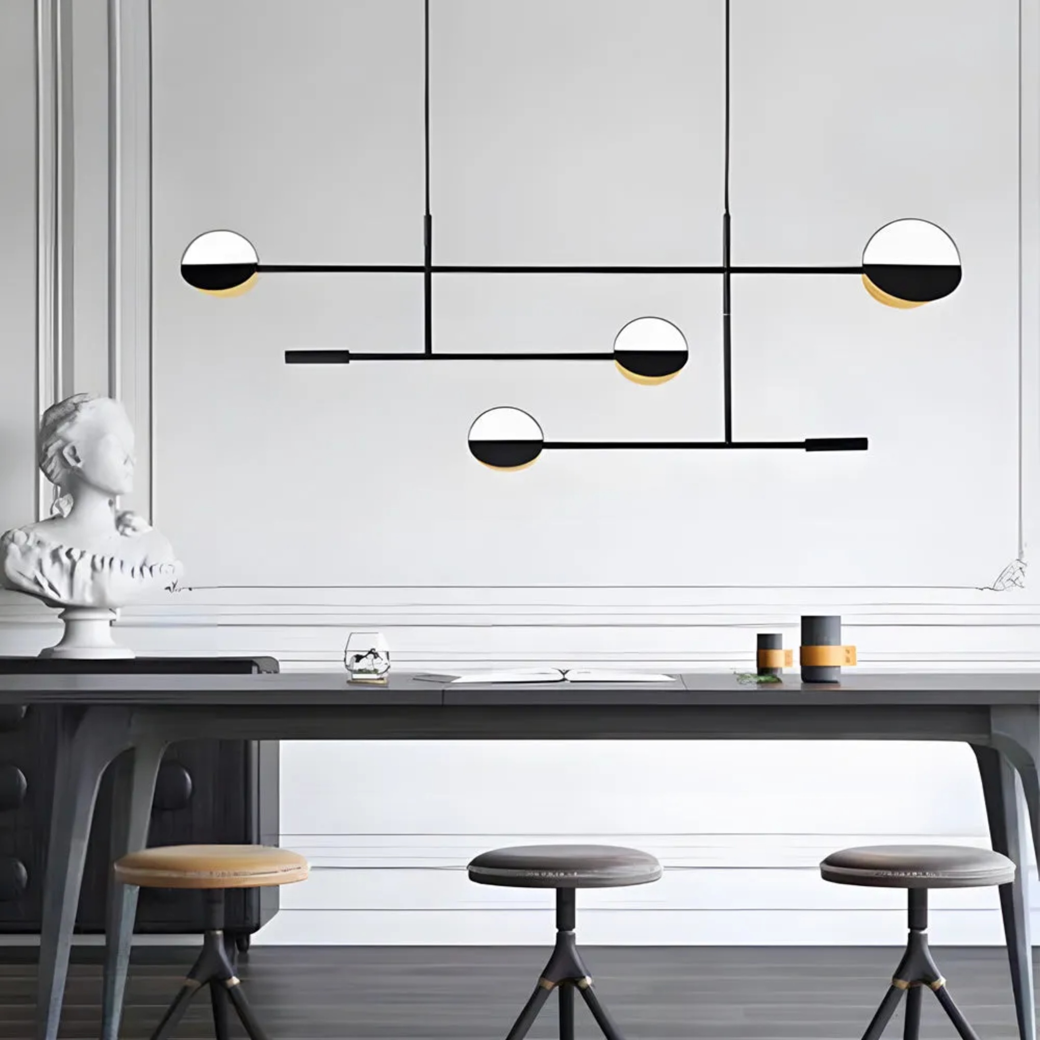 Lighom modern color temperature iron pendant lighting — Matte Black