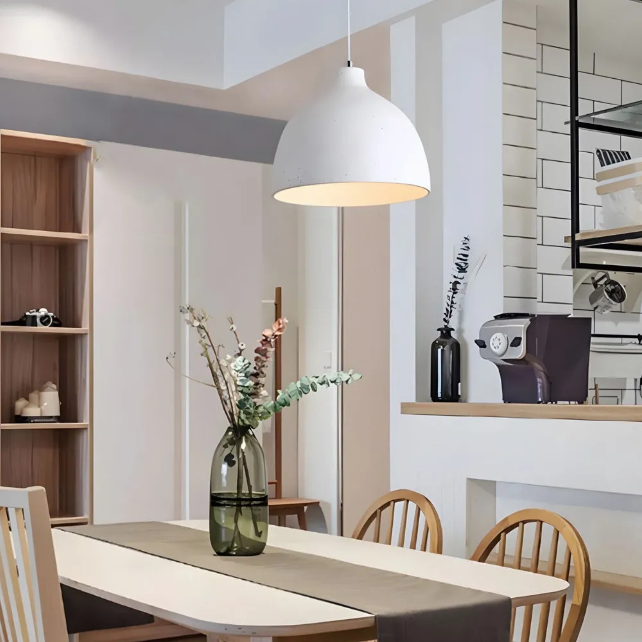 Lighom bowl resin pendant lighting for living room or office — 6.3" H x 6.7" Dia / Warm White (3000K) / Gray