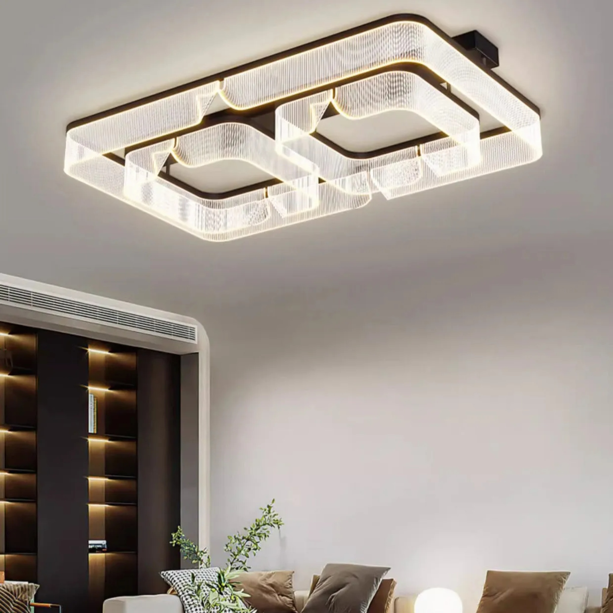 Black luxury rectangular semi-flush mount light — 110V-120V (US/CA)