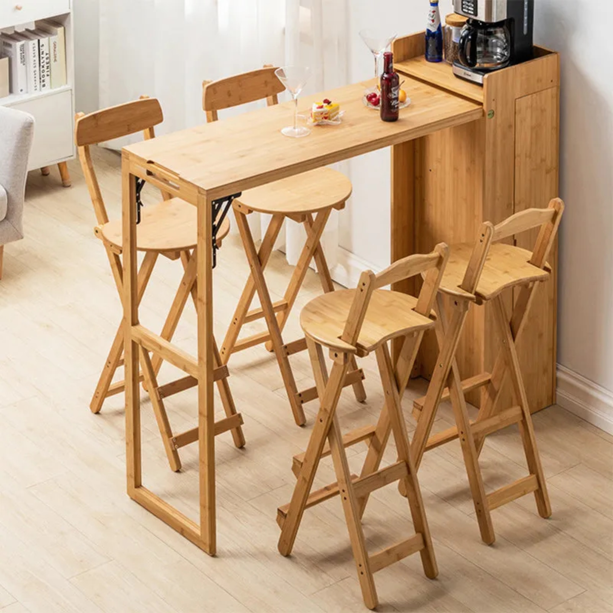 Natural minimalist foldable bar & counter stools — Bar Table / Bamboo