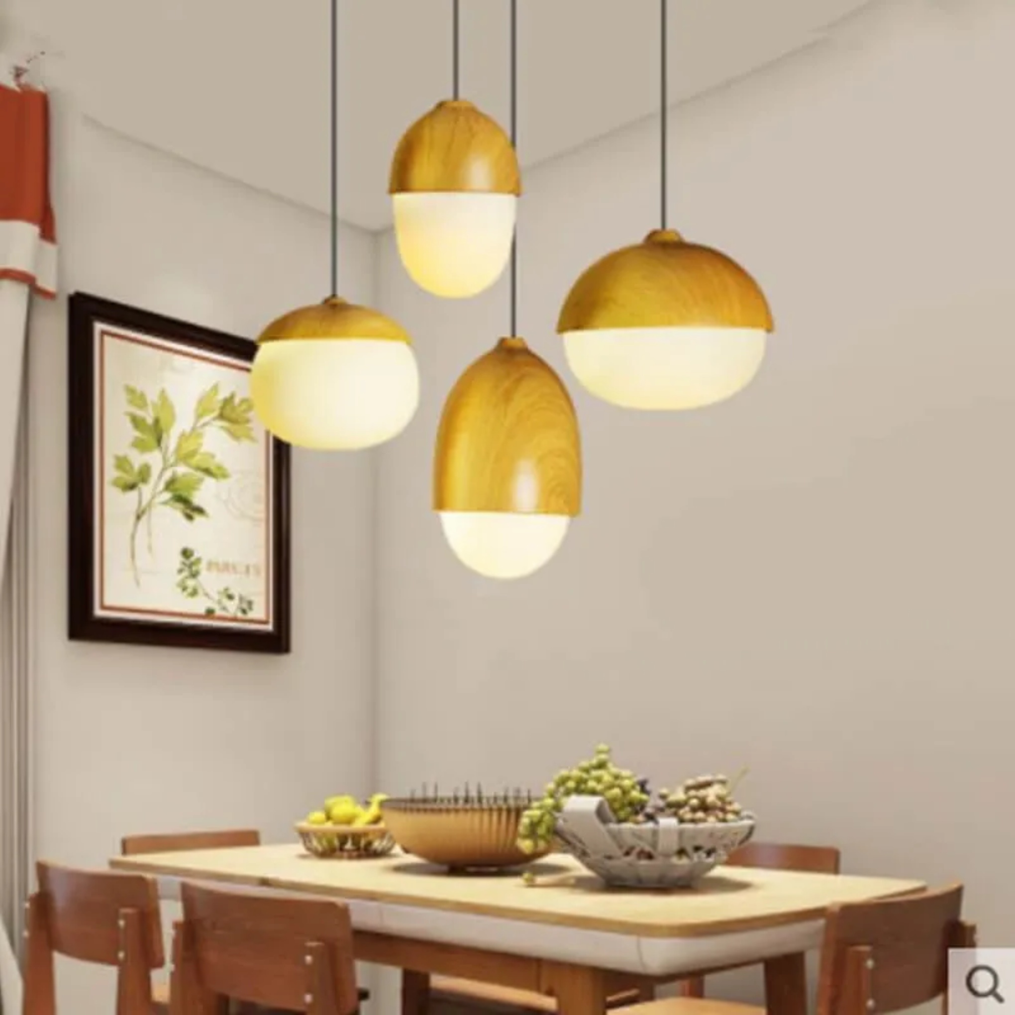 Beige metal nut globe pendant lighting - modern — 110V-120V (US/CA)