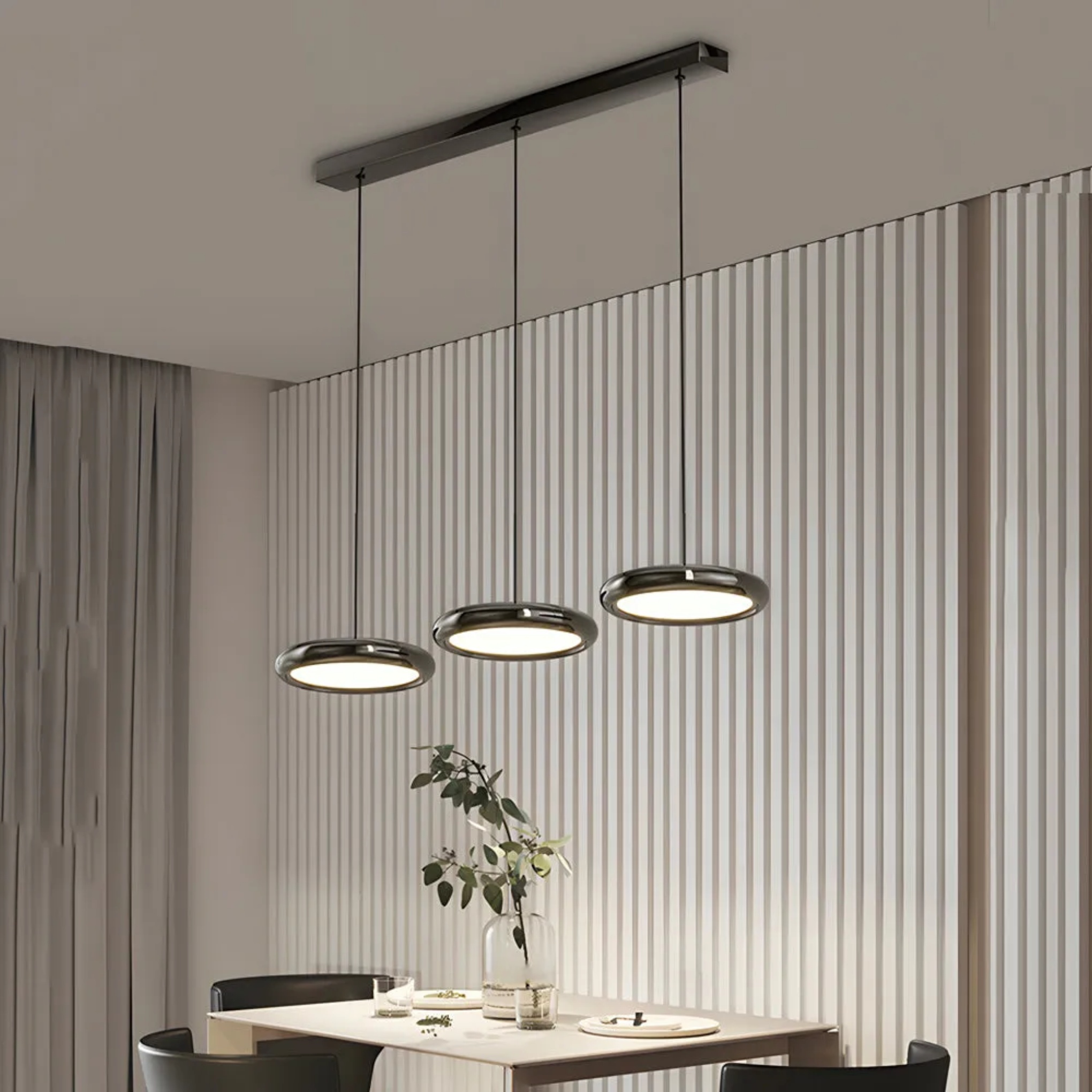 Modern metallic gray pendant lighting — Natural White (4000K) / Matte Black / 1-Light