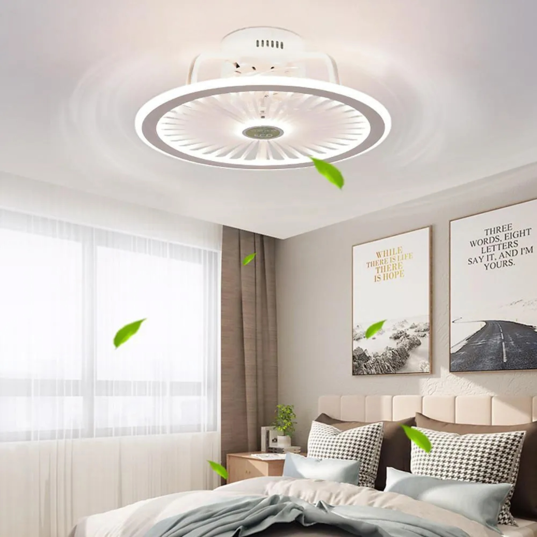 White synthetic bladeless kids ceiling fans - modern