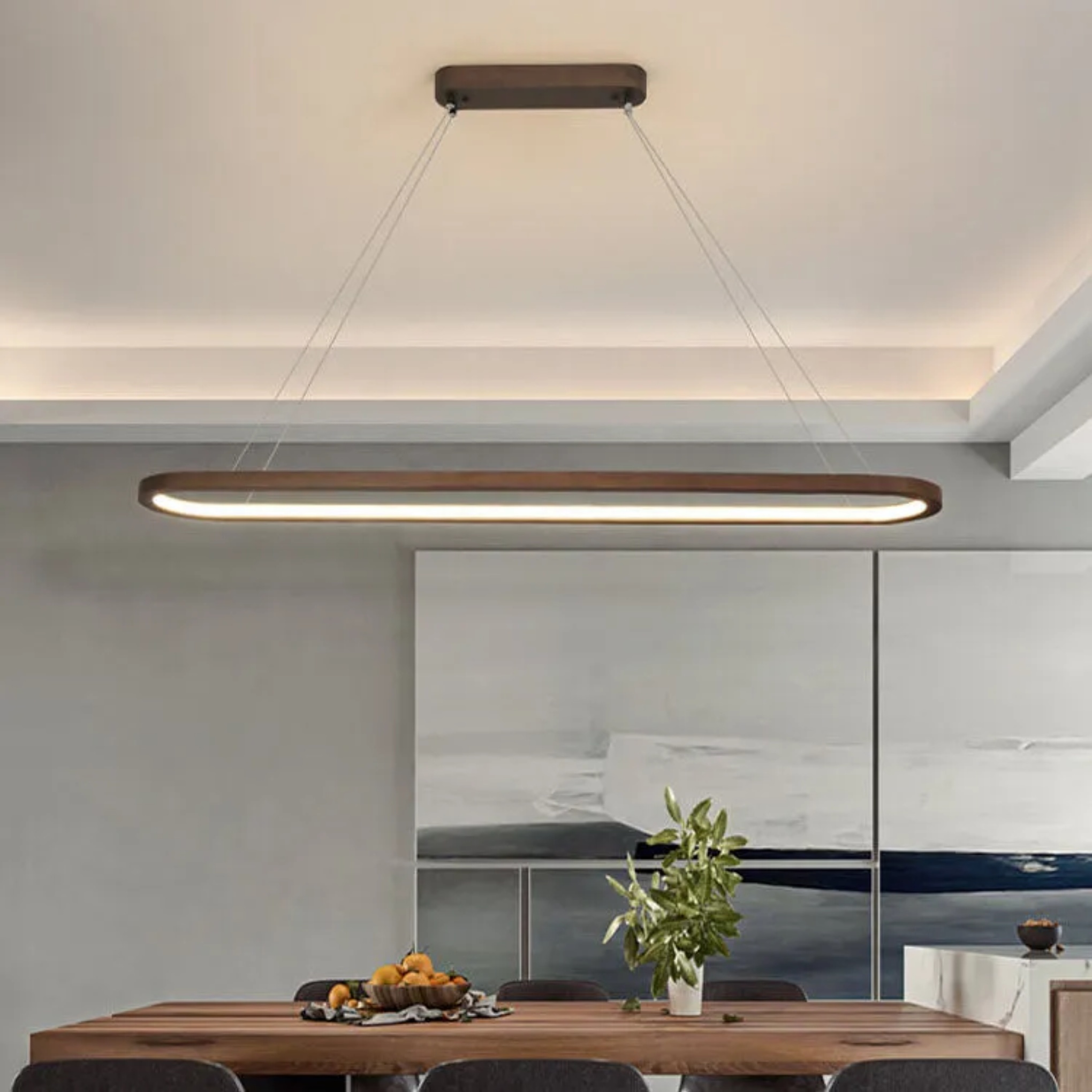 Chinese island solid chandeliers in wood — Small (12"H / Warm White (3000K)