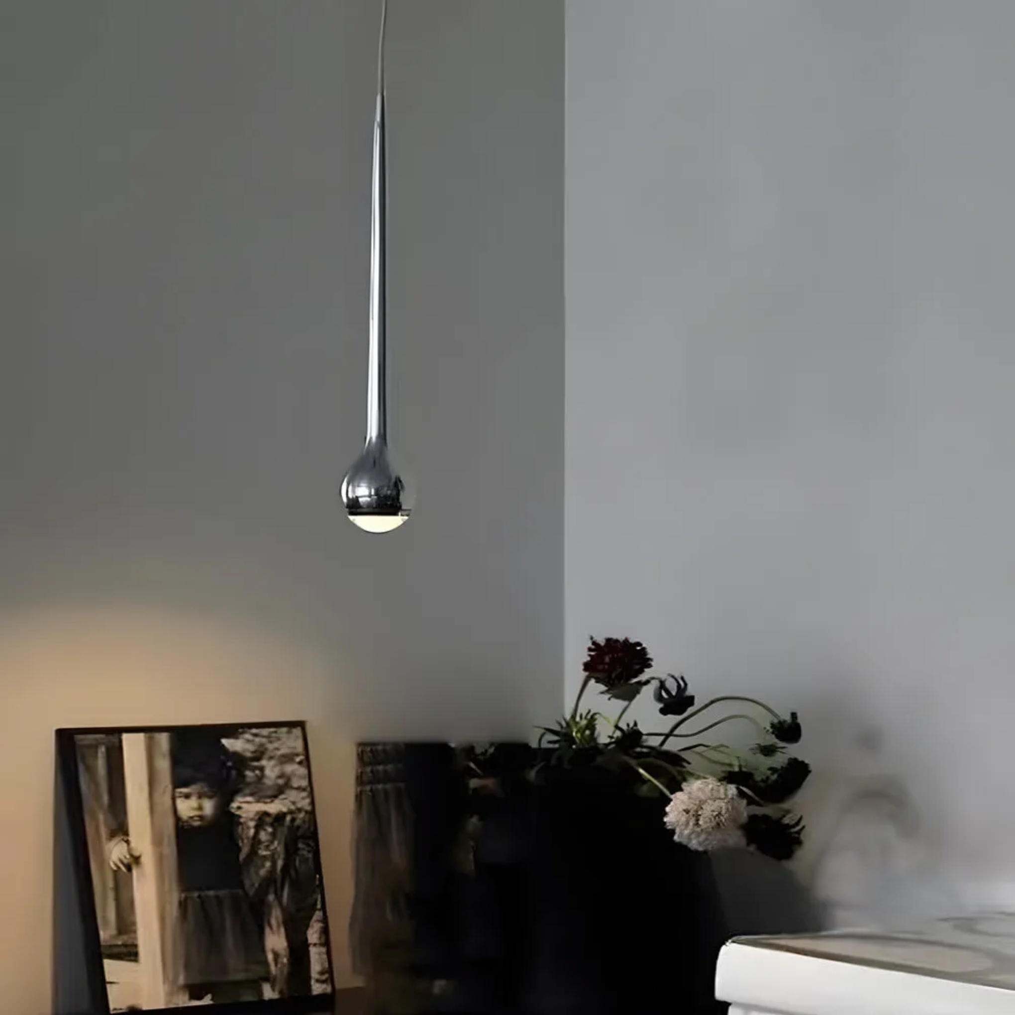 Modern drop chromed gray pendant lighting