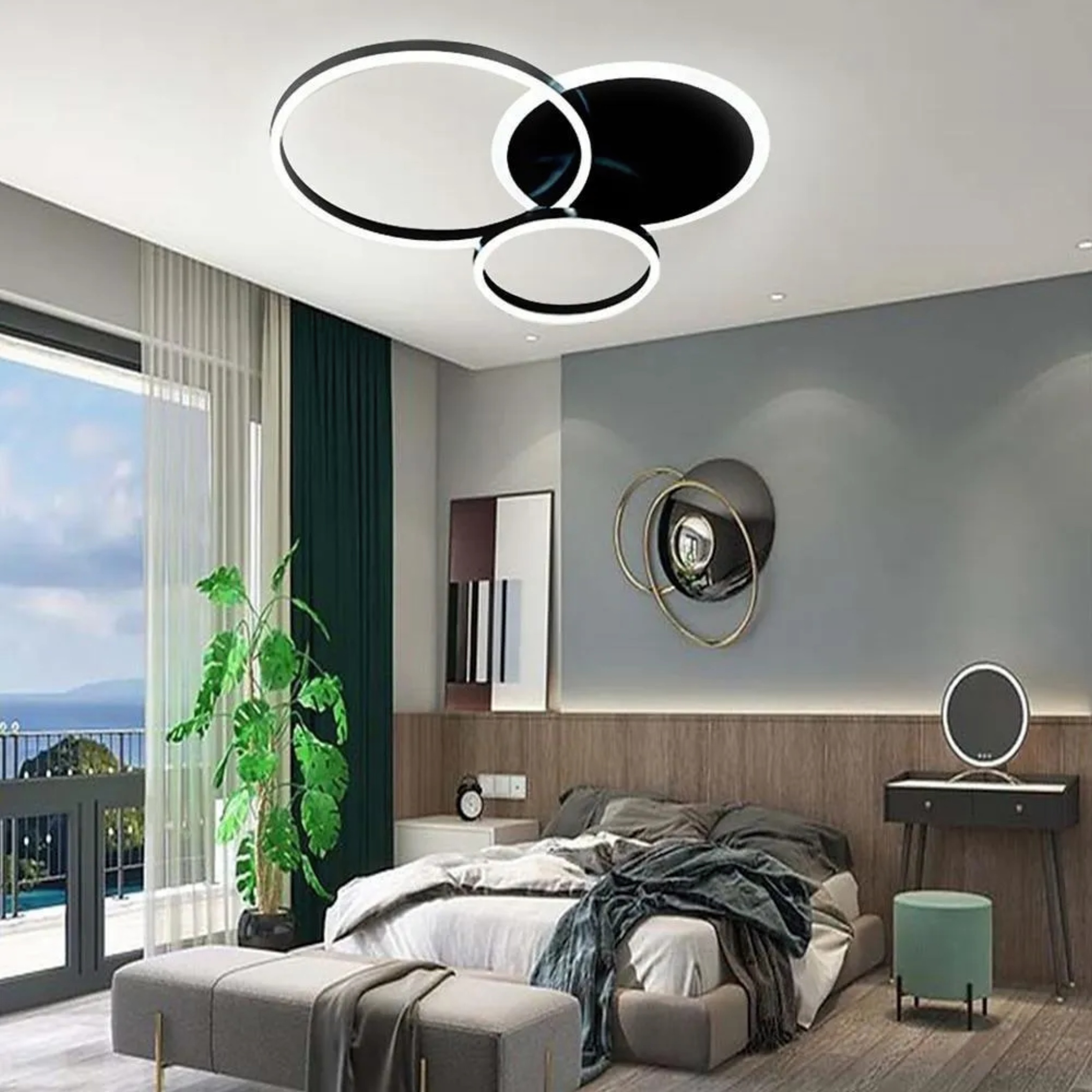 Modern circle x20 brown flush mount lighting — Warm White (3000K) / White