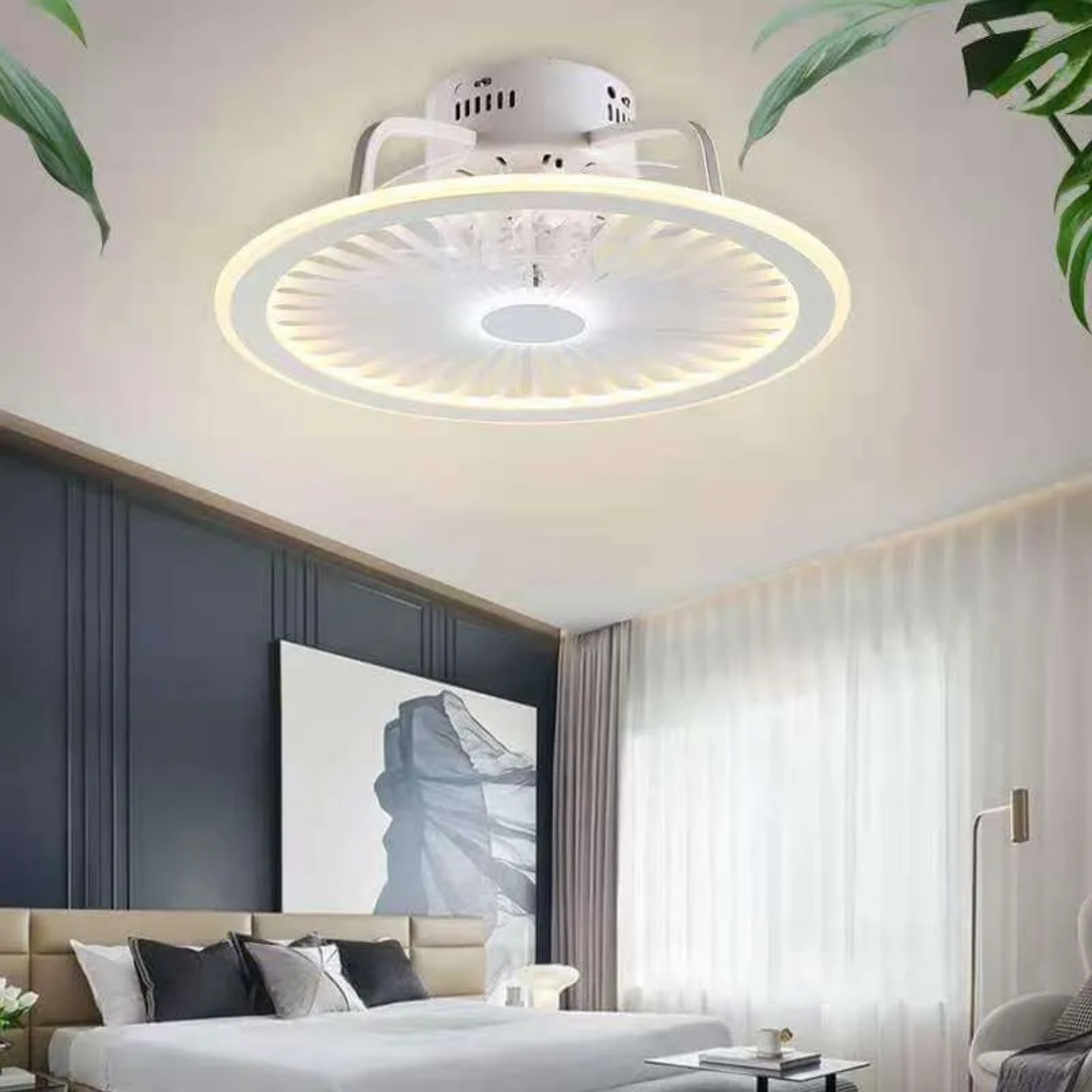 Yellow modern clear ceiling fans — 220V-240V (UK/AU