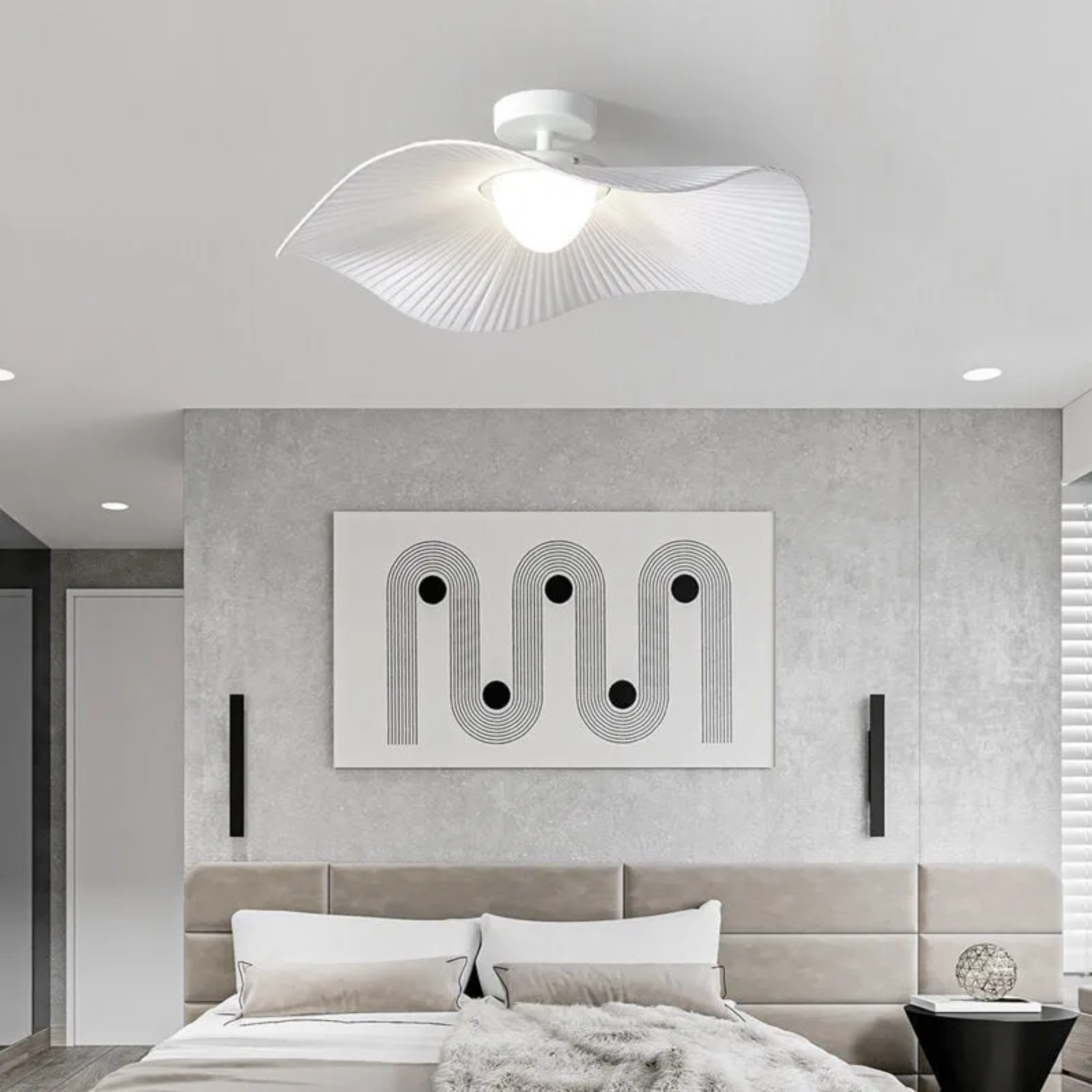 Creative cloth leaf white acrylic semi-flush mount light, Lighom — Semi-Flush Mount Light - Small / 110V-120V (US/CA)