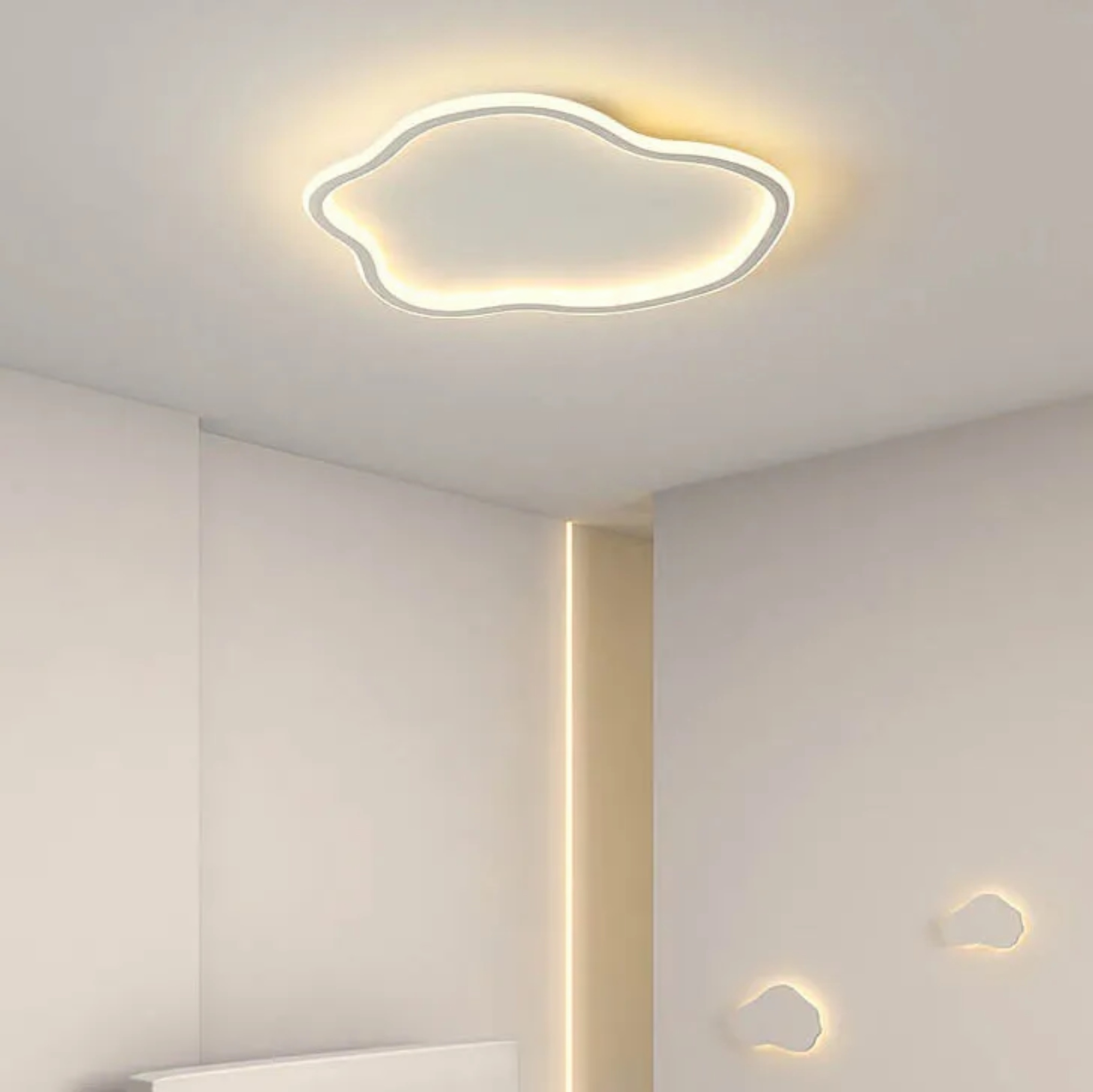 Creative cloud black flush mount lighting — 1.77" H x 15.75" Dia / Cool White (6000K) / Matte Black