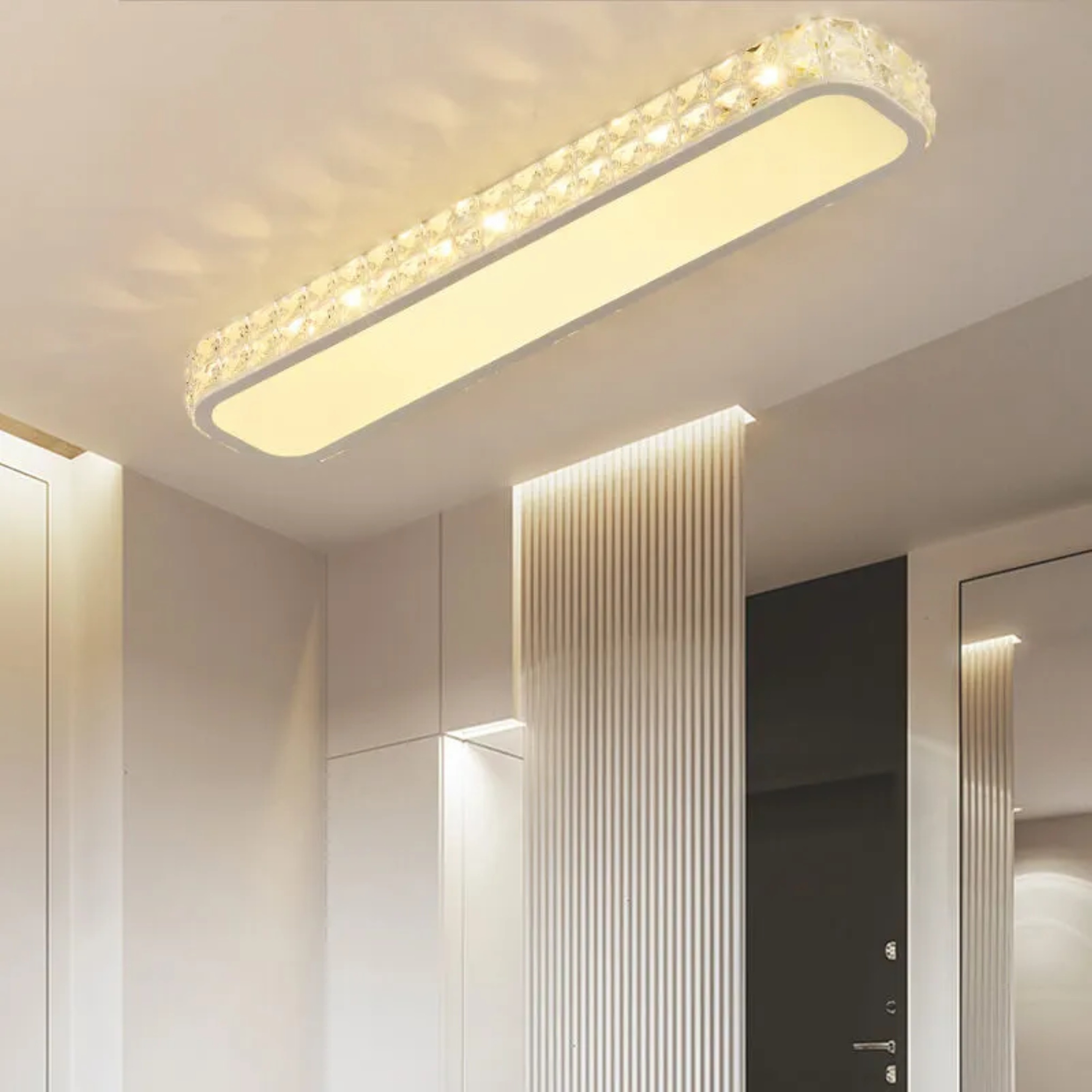 Luxury strip flush mount lighting in acrylic — Small / Warm White (3000K) / Matte Black