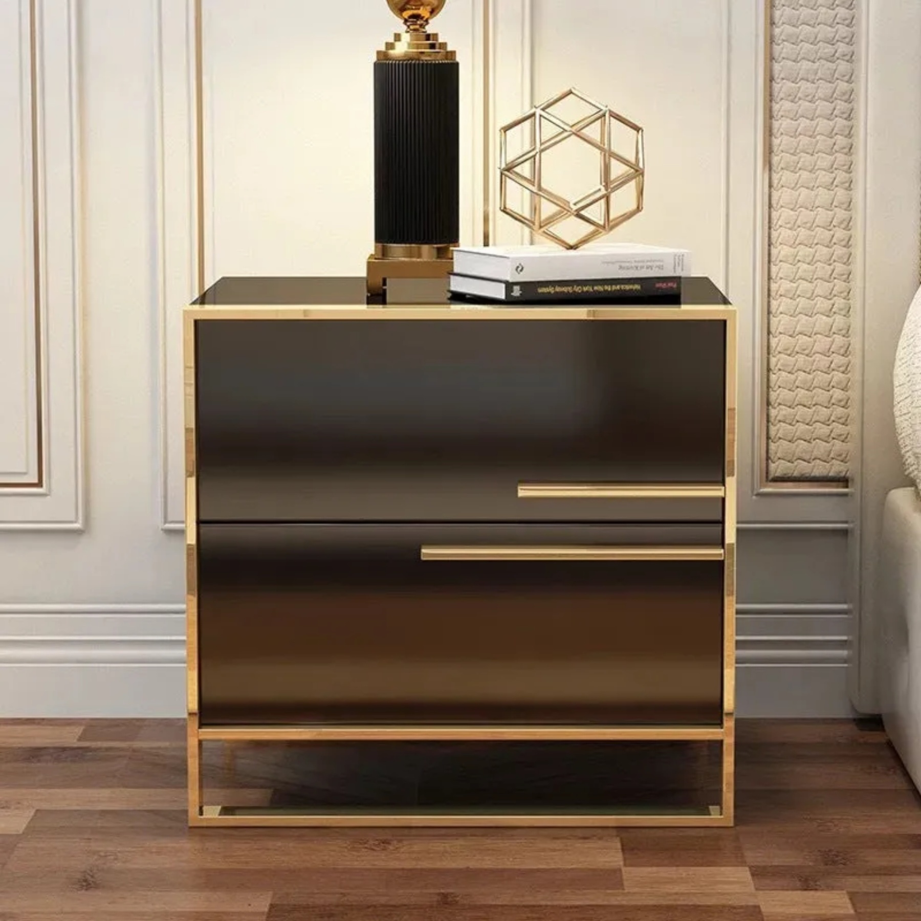 Minimalist cubic solid nightstands in steel — White