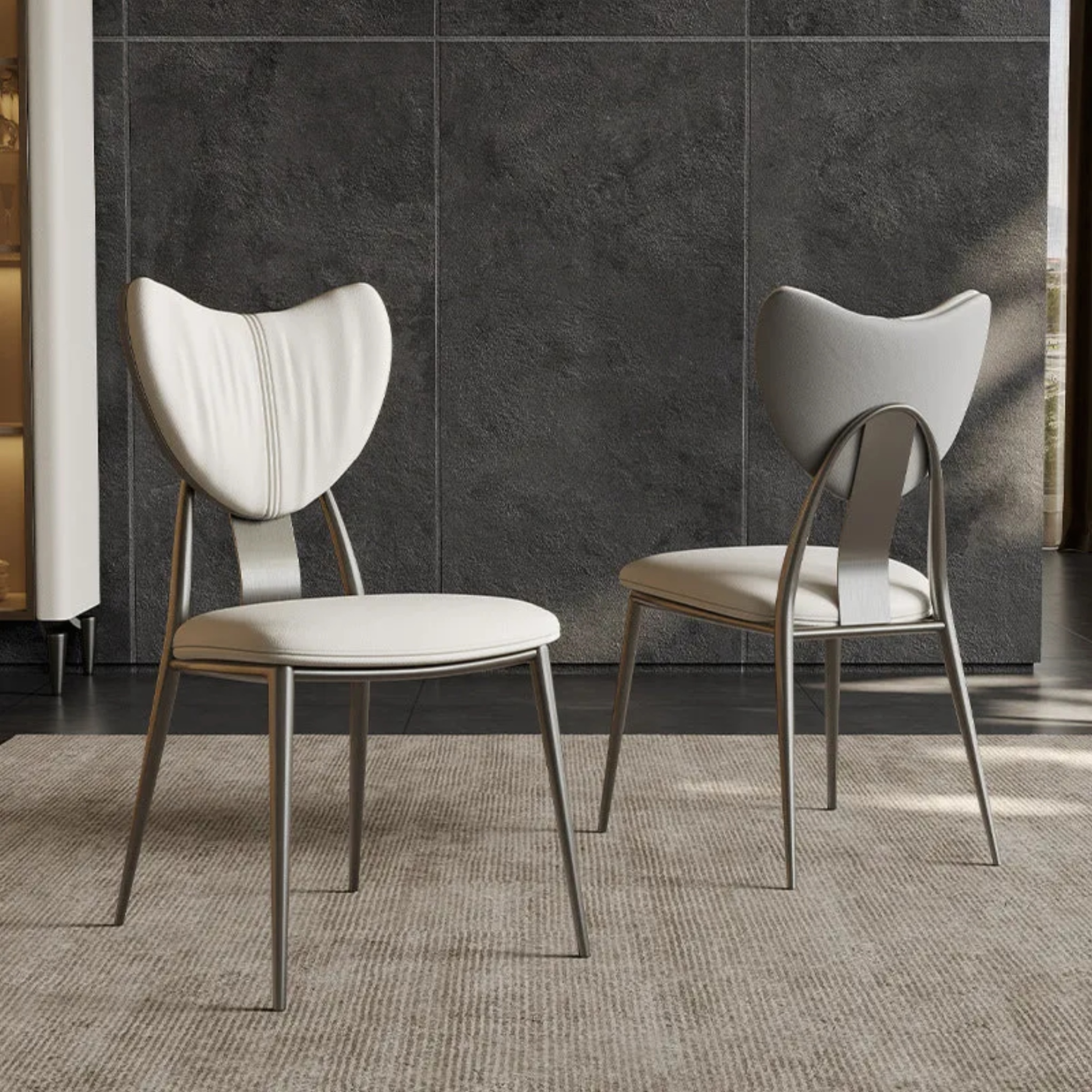 Lighom luxury microfiber curved gray dining chairs & benches