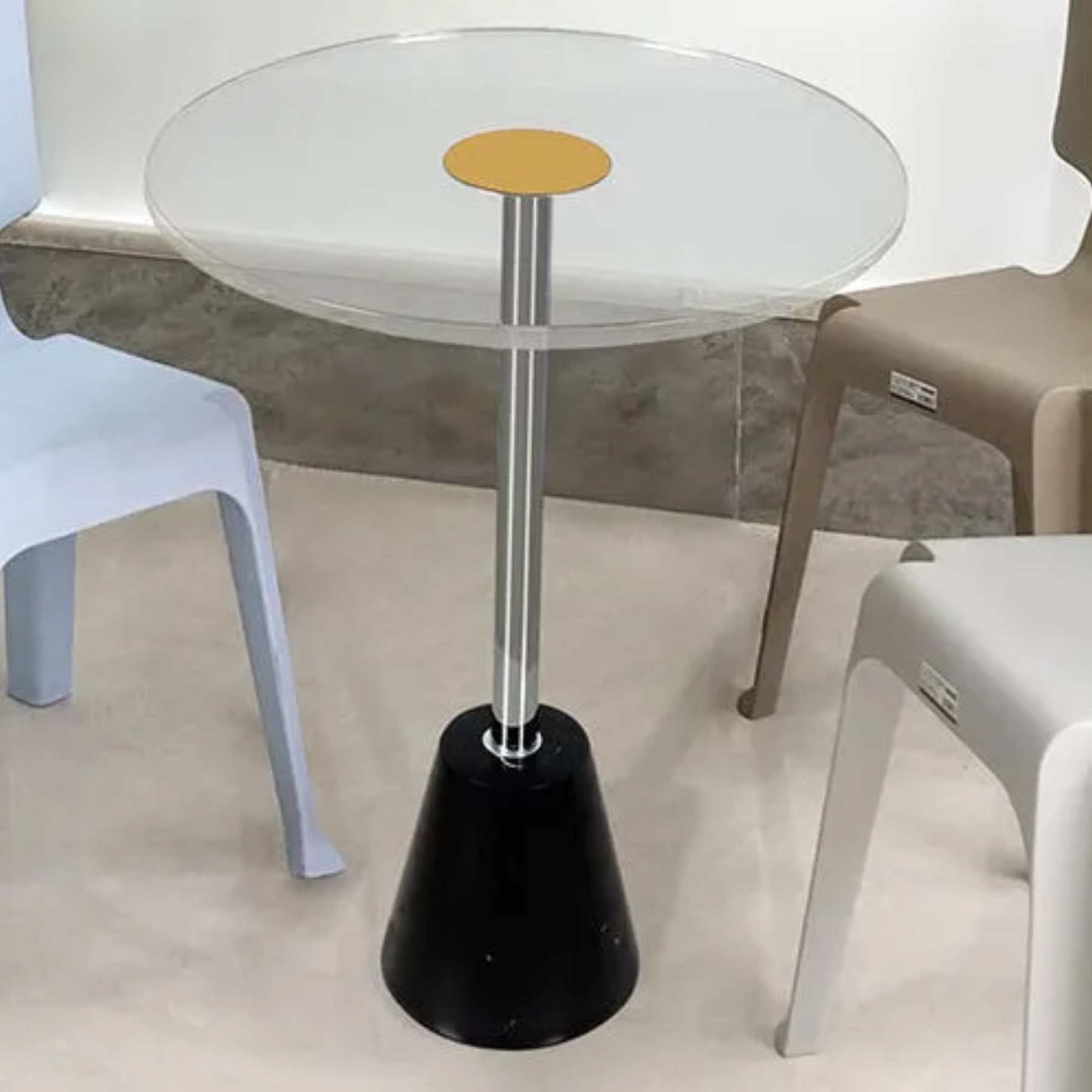 Minimalist end cylinder black acrylic end & side tables