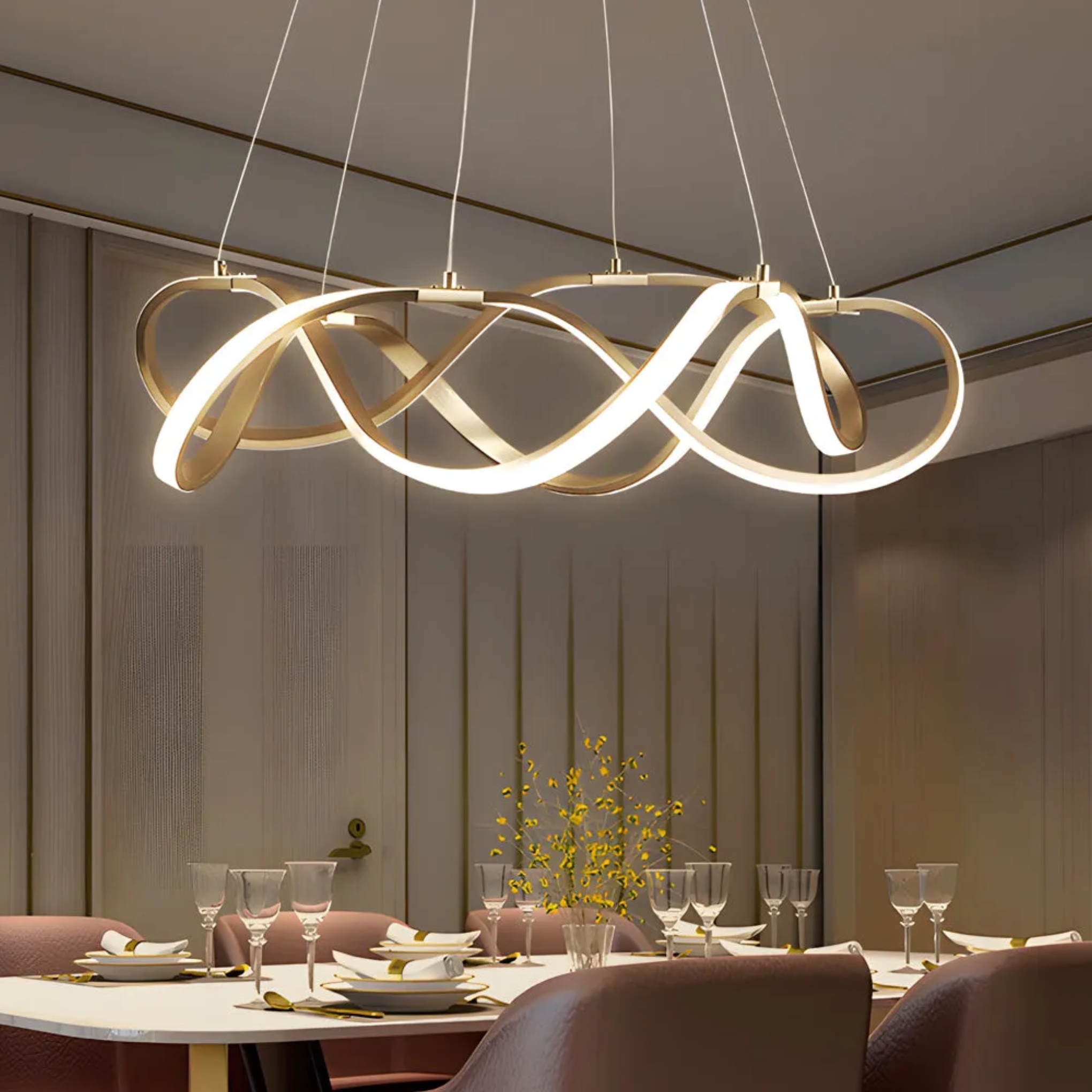 Gold modern geometric chandeliers — 21.7" Diameter