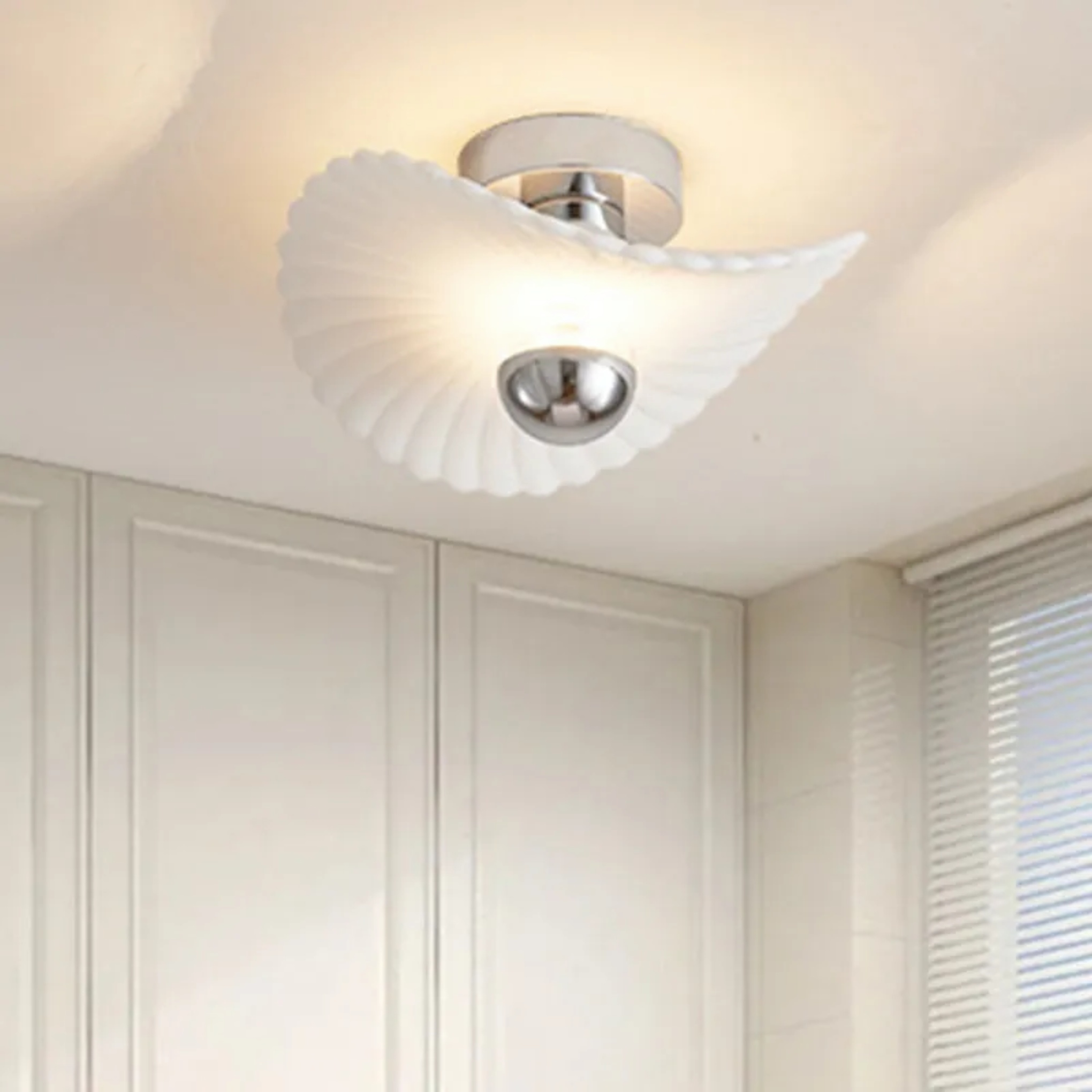 White aluminum flower eclectic semi-flush mount light - creative — 110V-120V (US/CA