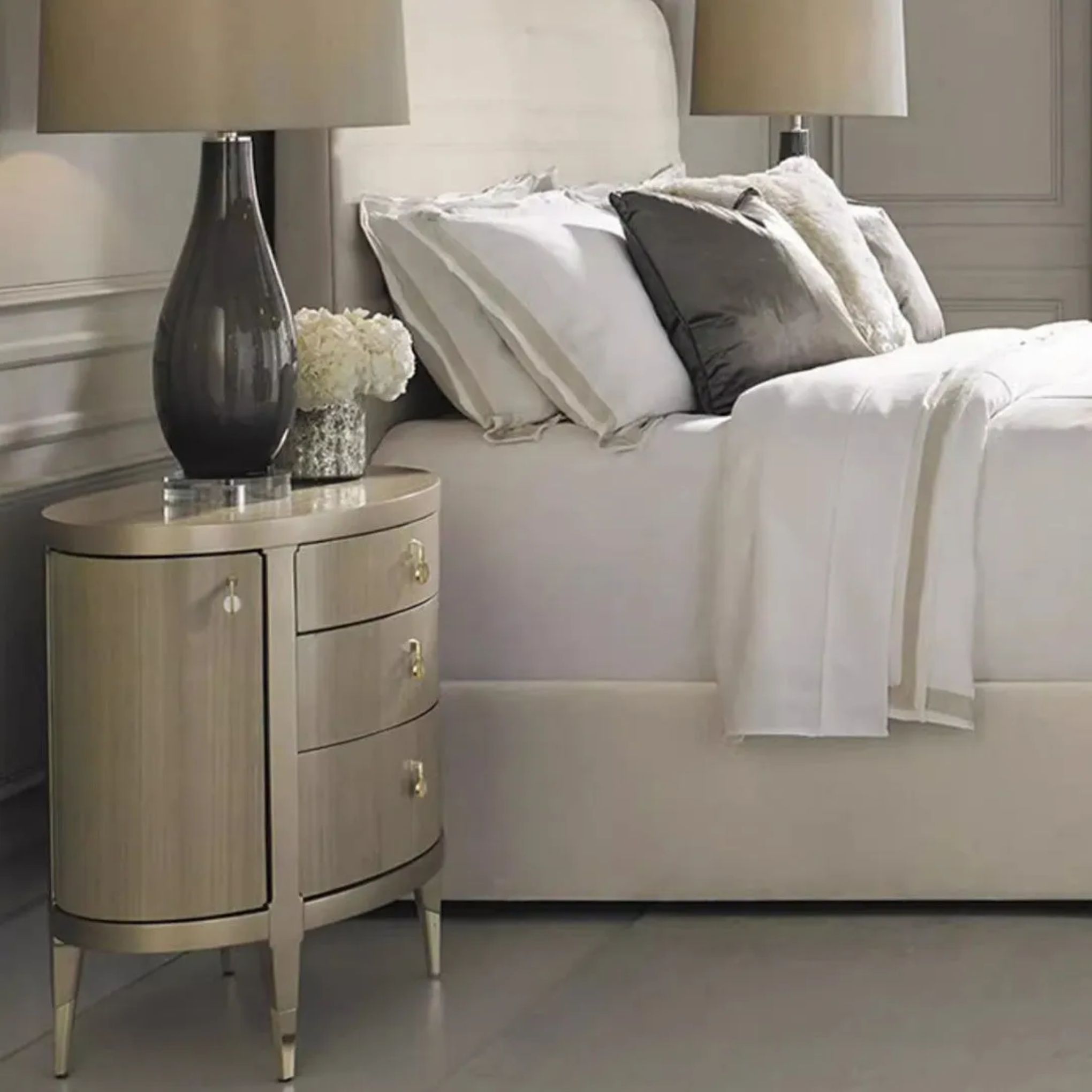 Creative eclectic solid brass wood nightstands