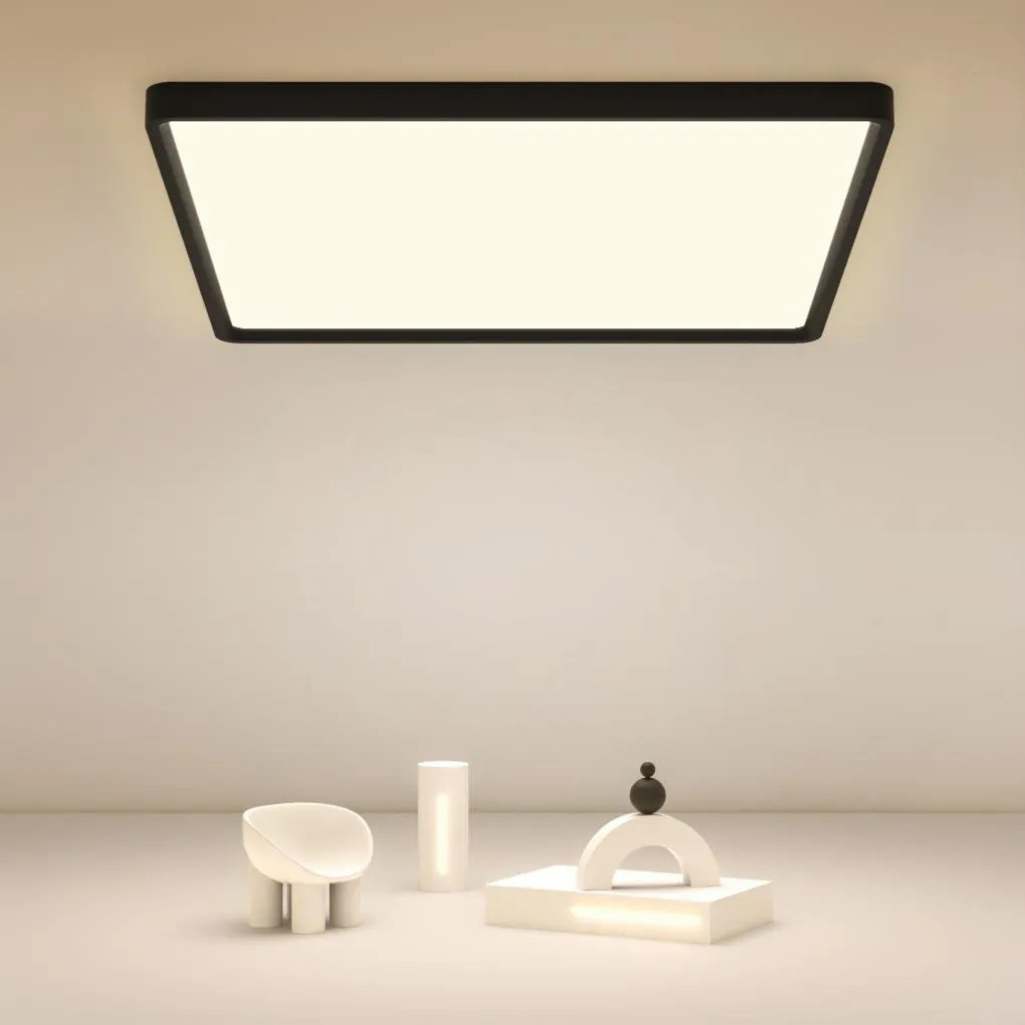 Lighom modern flat black flush mount lighting — 15" L x 15" W / Cool White (6000K)