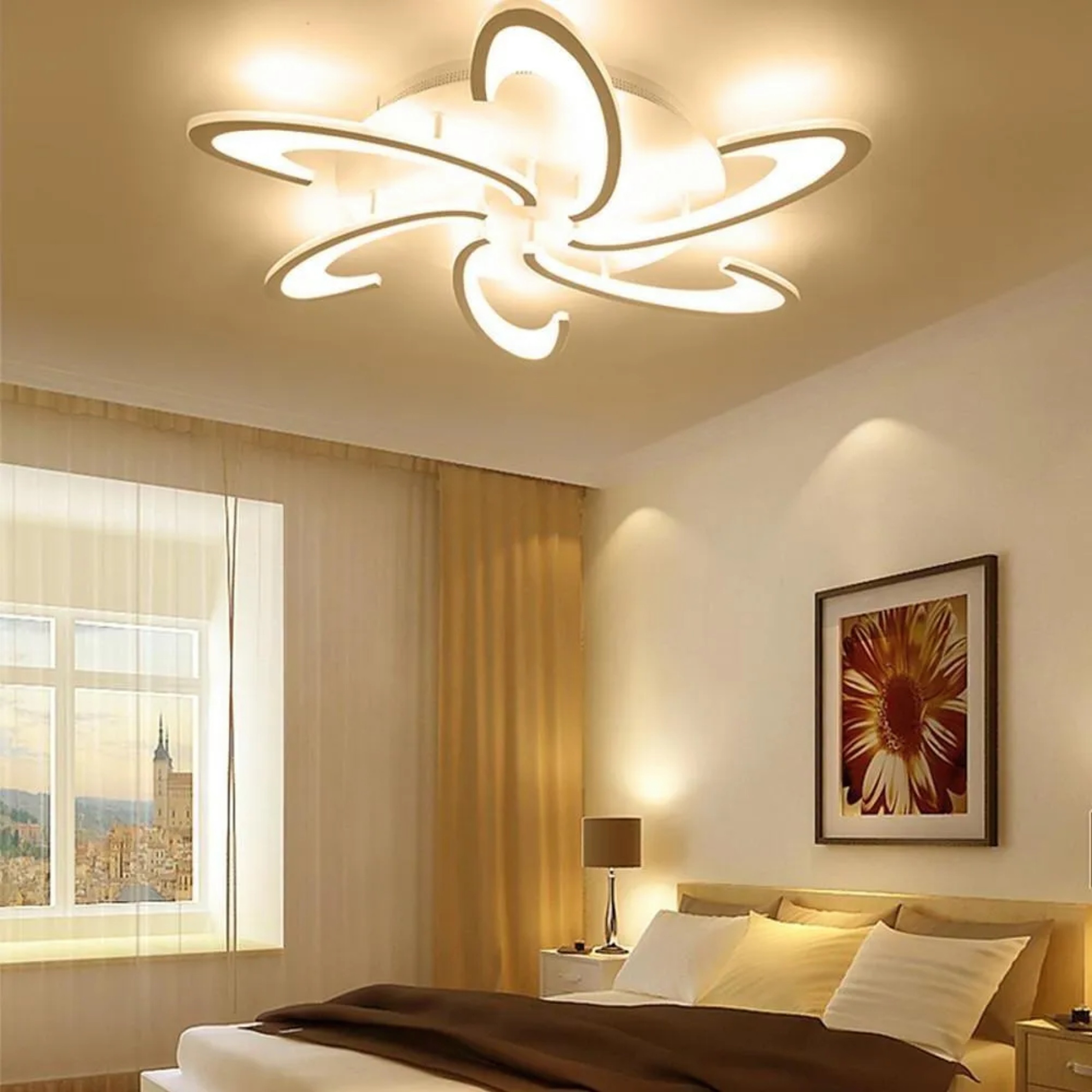 Modern wave circle white flush mount lighting in synthetic — Warm White (3000K)
