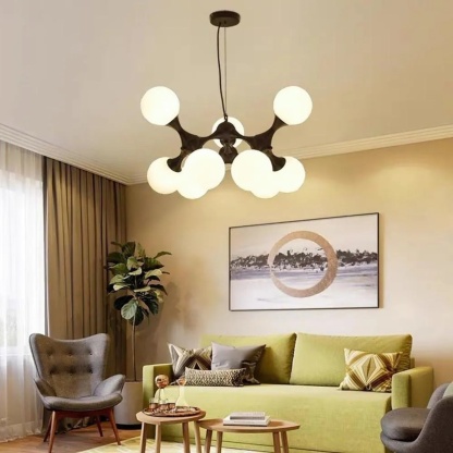 Modern 9-bulb globe gray pendant lighting — Polished Chrome
