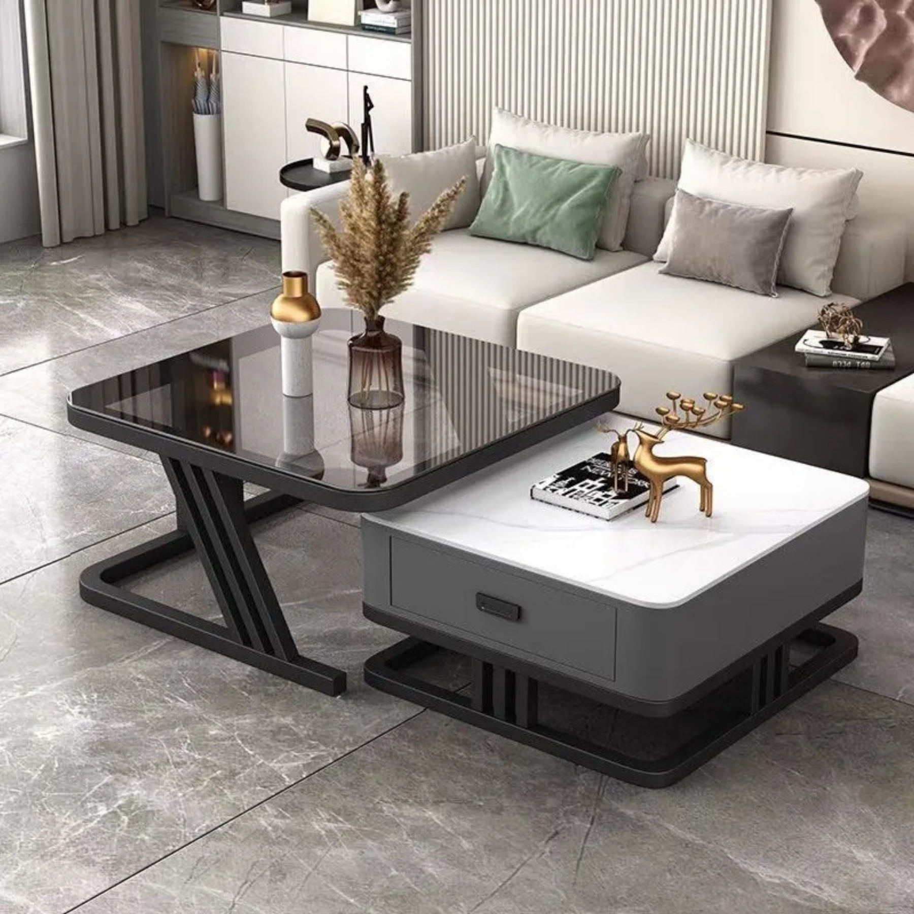 Luxury frame nesting coffee tables in iron