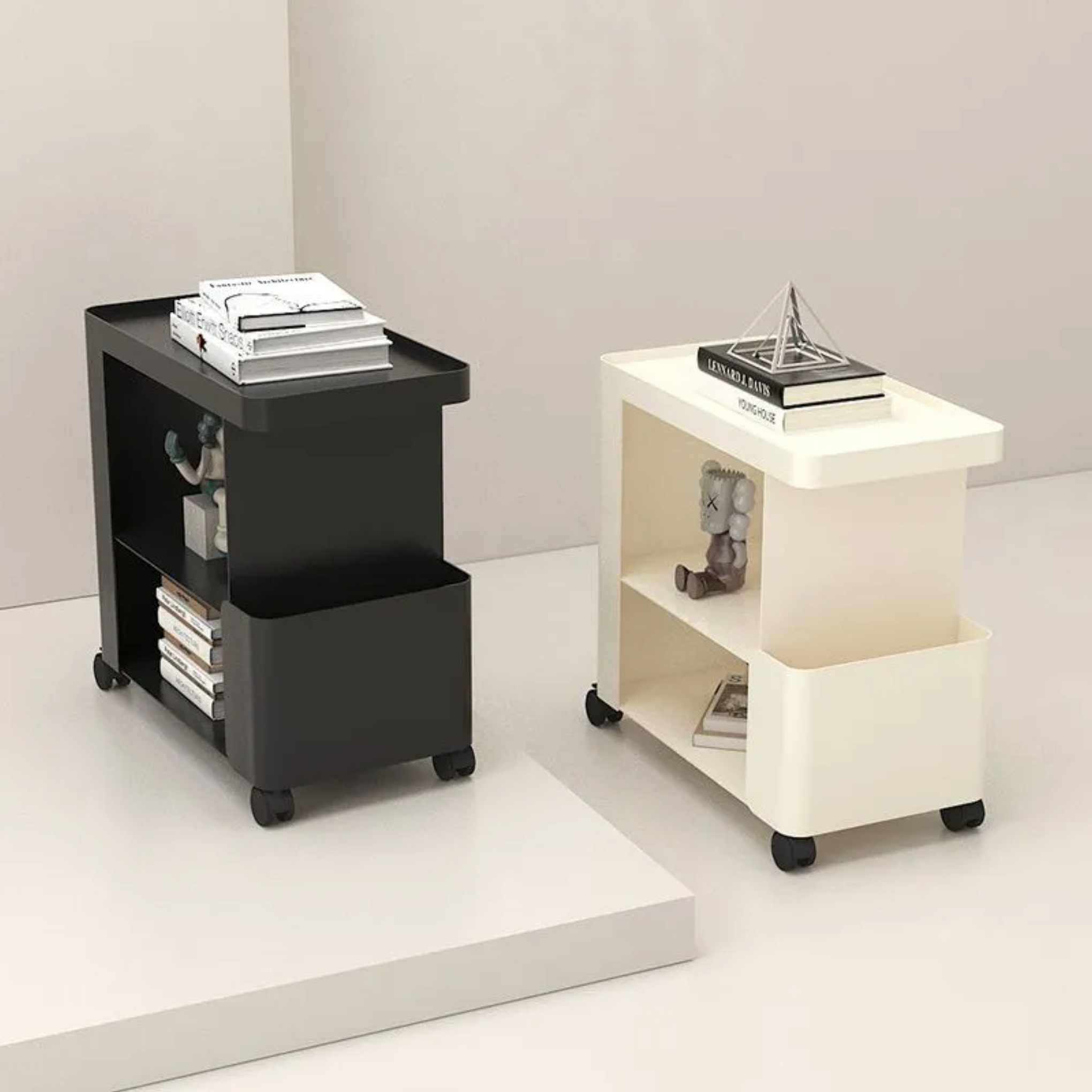 Minimalist end 3-tier end & side tables in iron — Without Wheels / Black