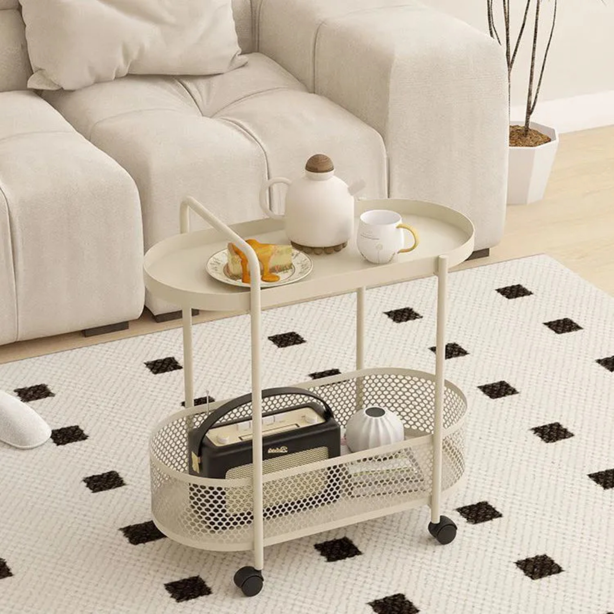 White minimalist 2-tier side tables