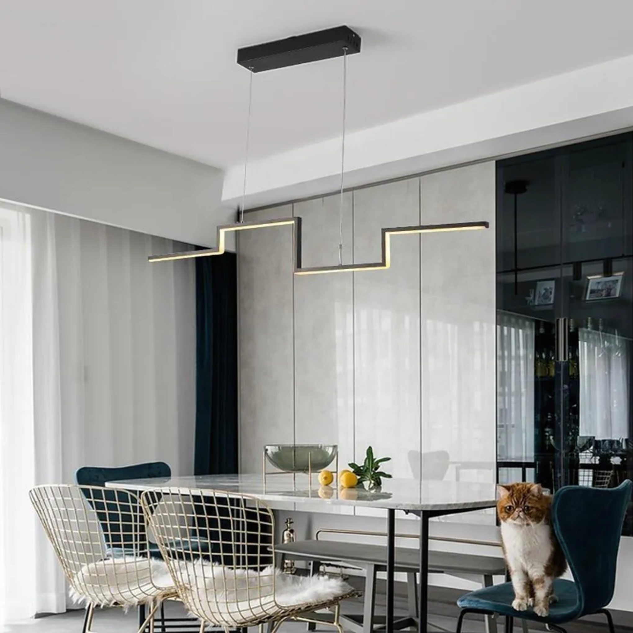Modern irregular linear metal pendant lighting — Warm White (3000K)