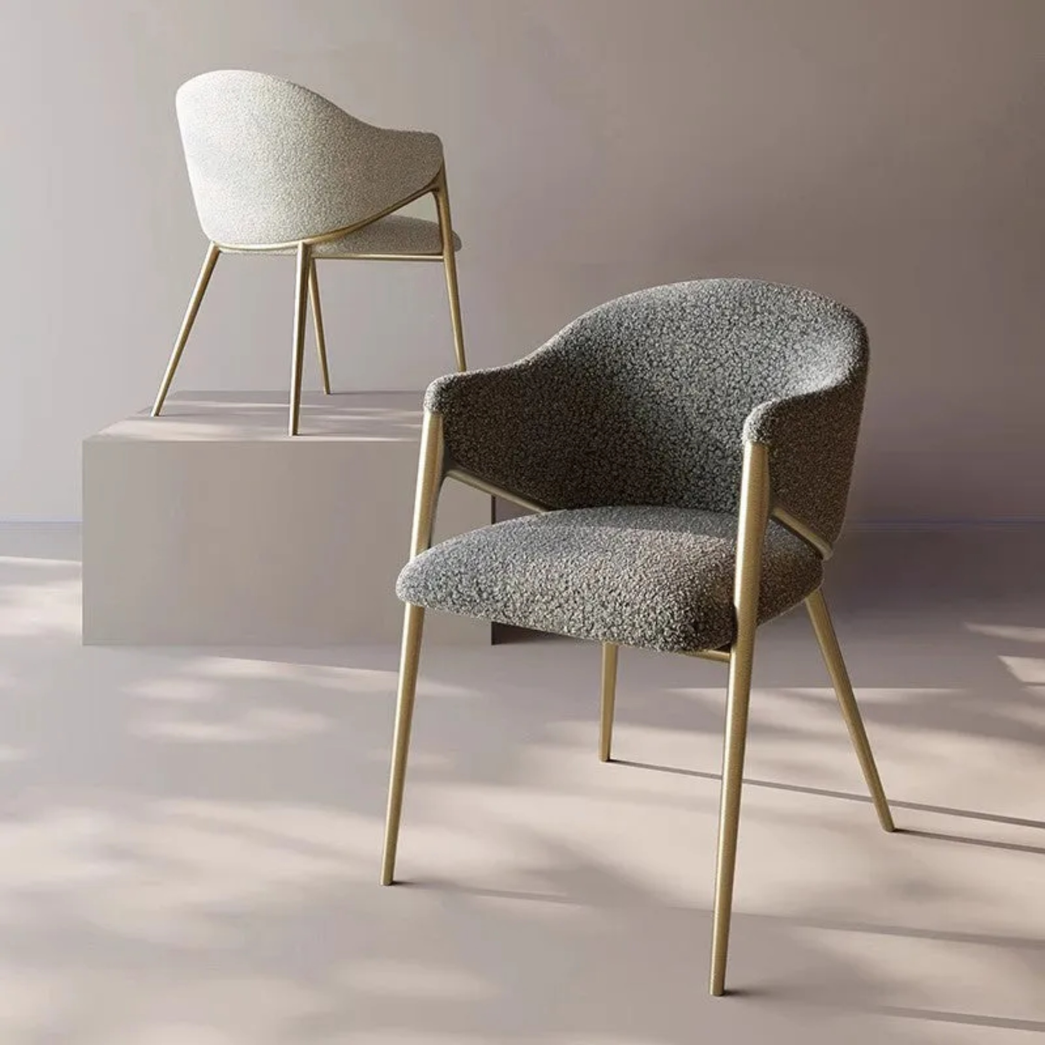 Luxury armrest curved white steel dining chairs & benches, Lighom