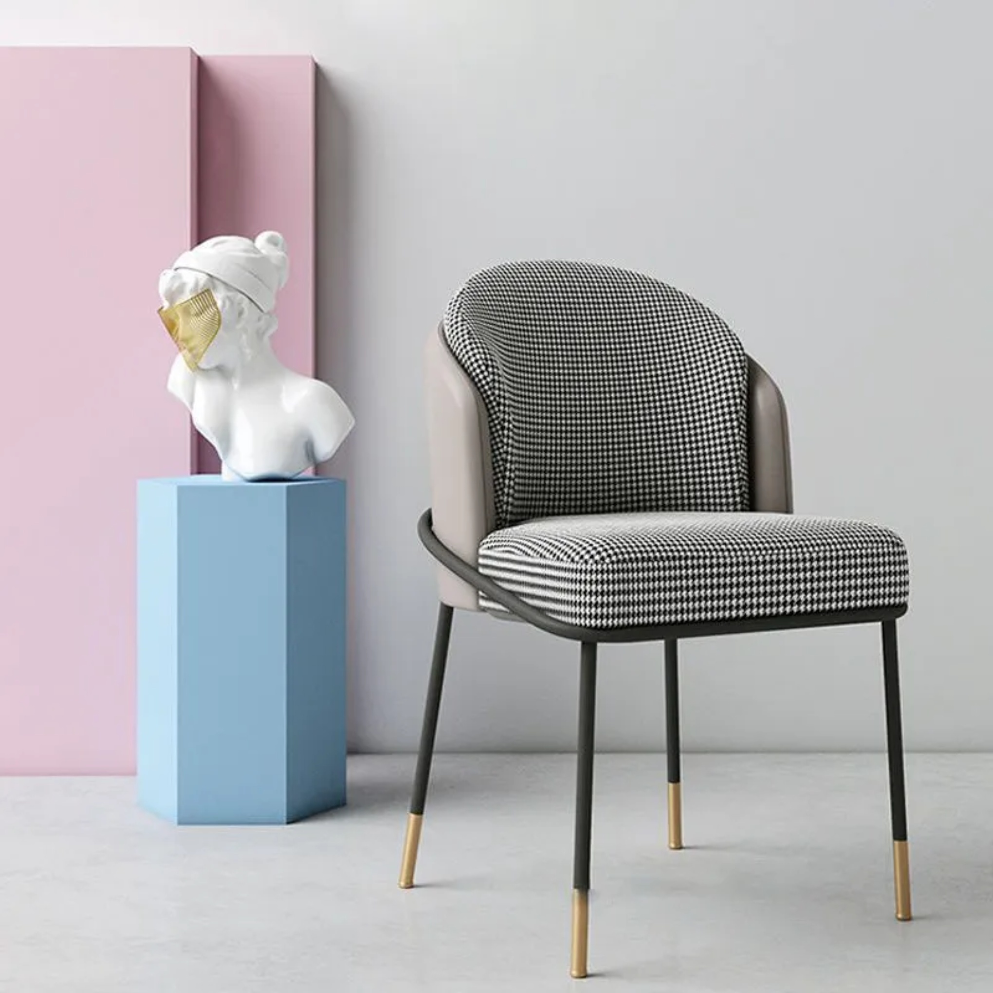 Lighom creative curved gray dining chairs & benches — Kilobird Check Seat & Gray Backrest