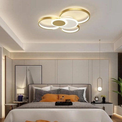Modern circles eclipse black semi-flush mount light — Matte Black
