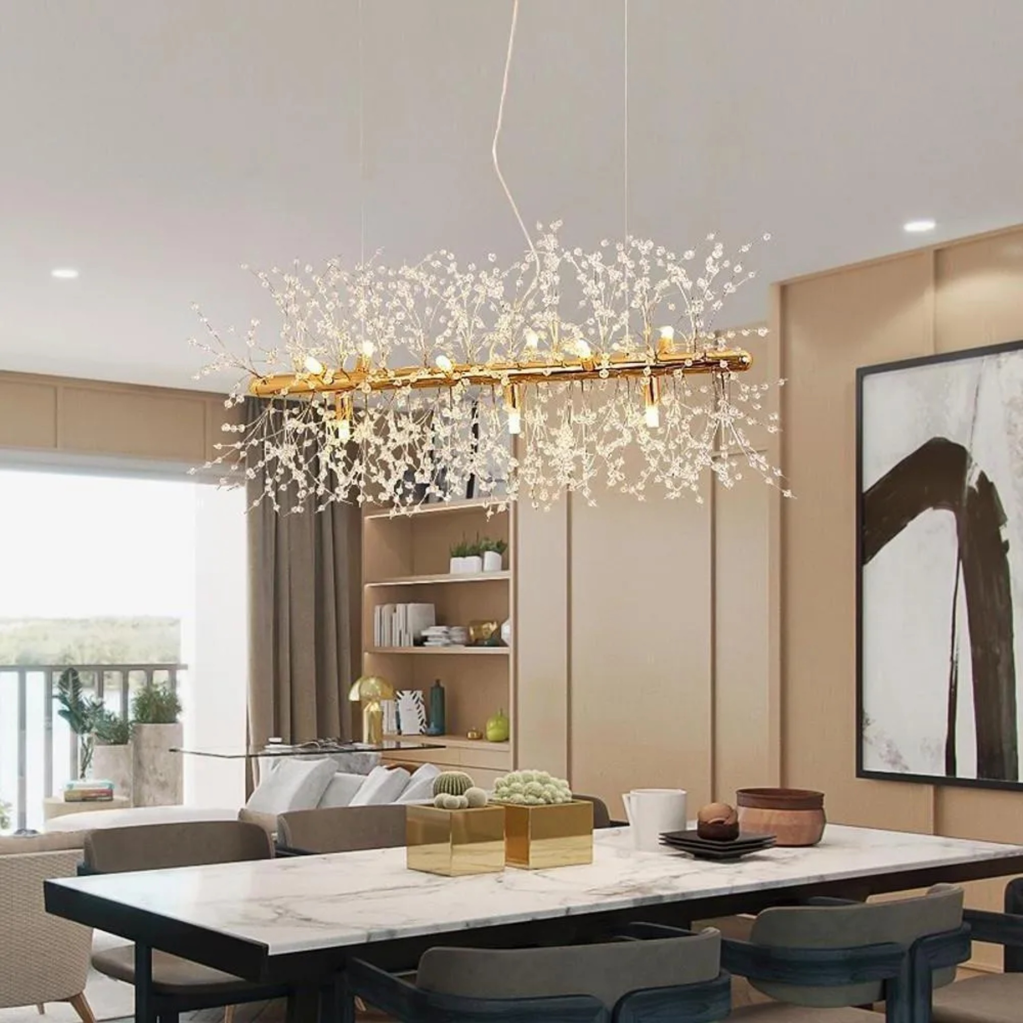 Plated e27 metal pendant lighting for office — Warm White (3000K) / Polished Chrome