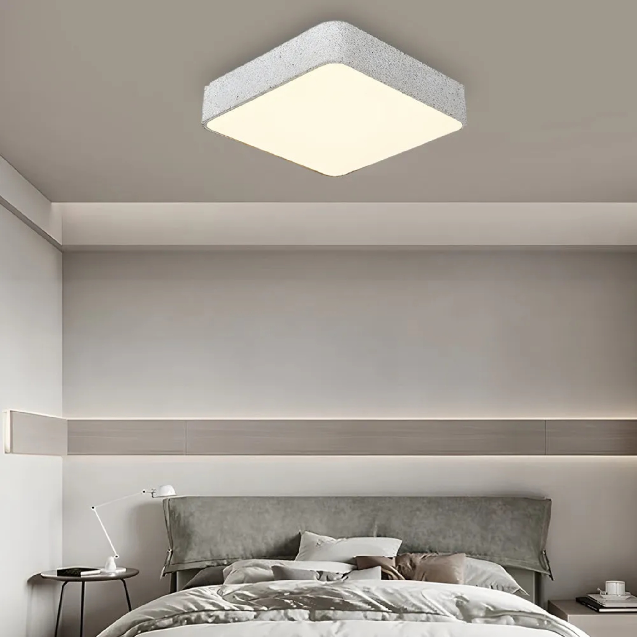 Modern square round flush mount lighting in synthetic — Red