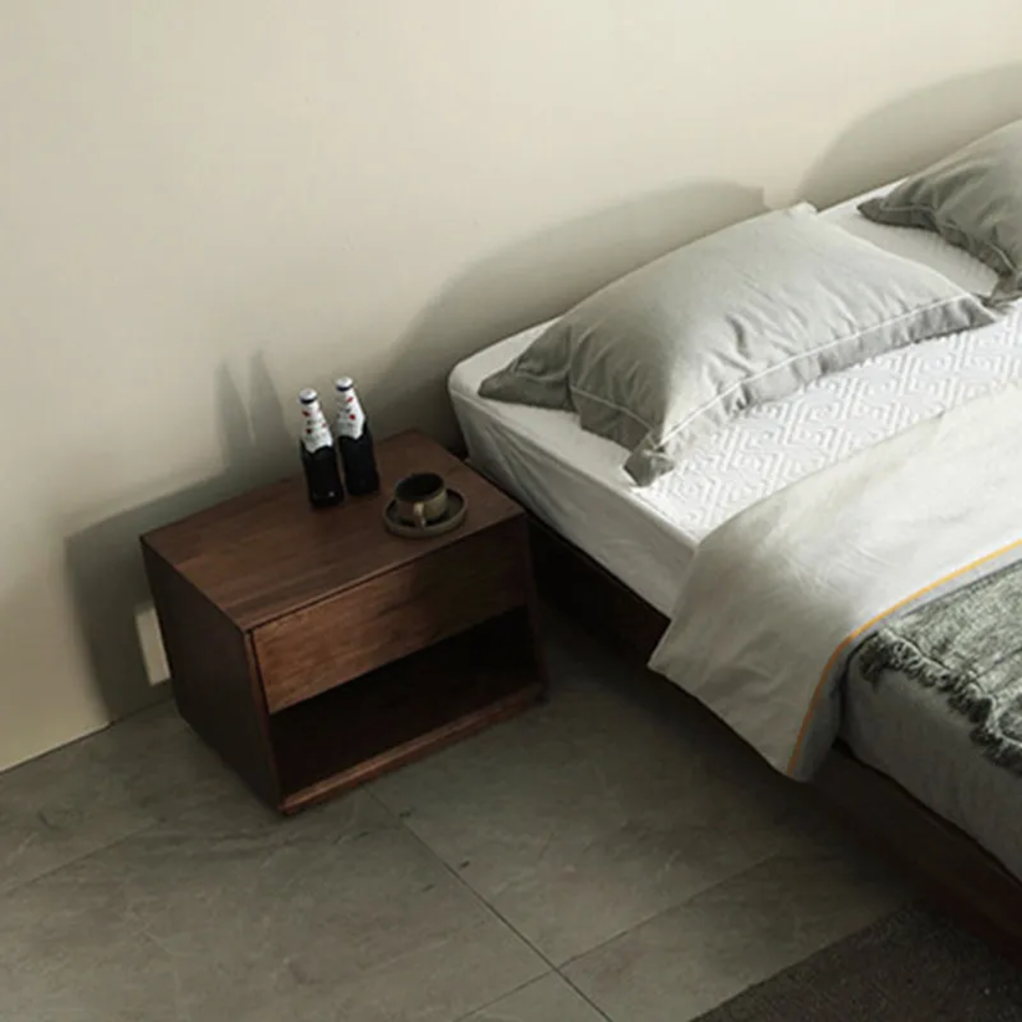 Black metal glass wood nightstands - luxury