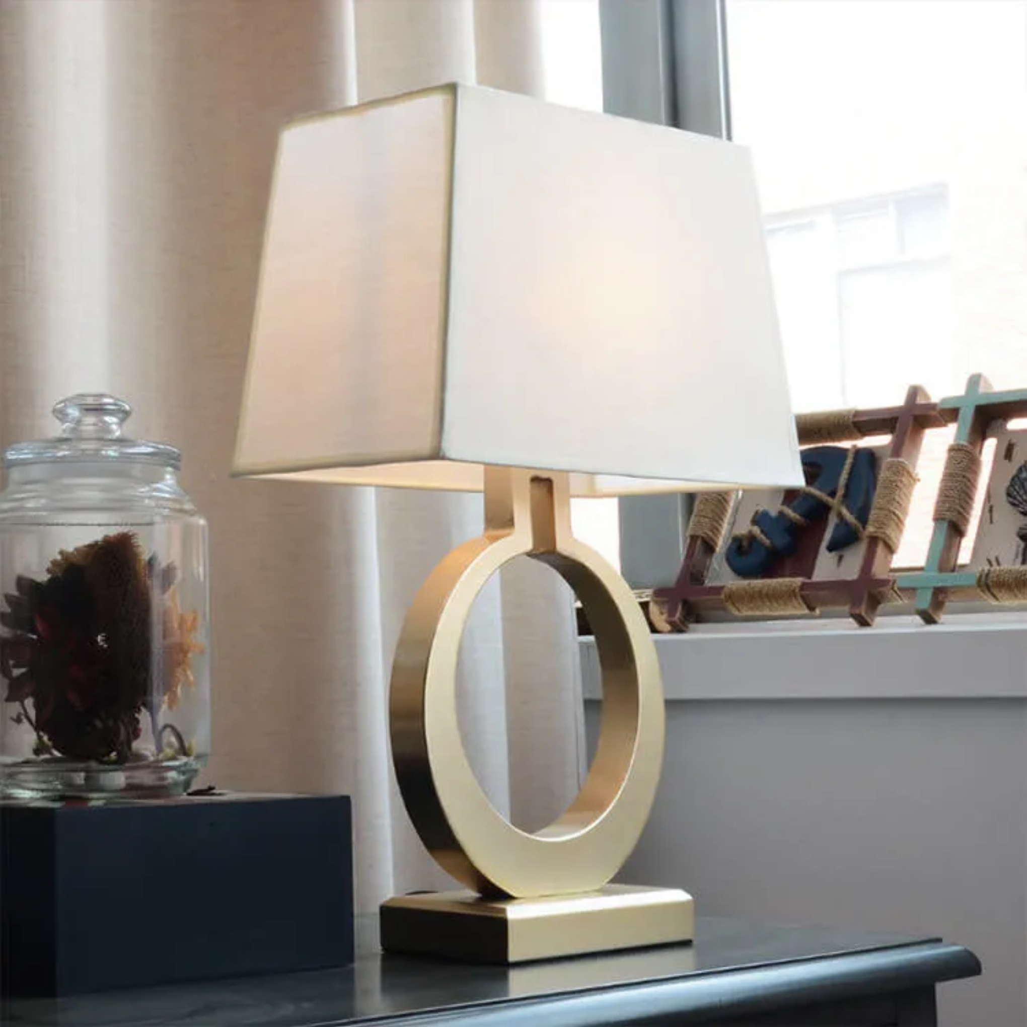 Lighom luxury base ring gold table lamps — 110V-120V (US/CA)