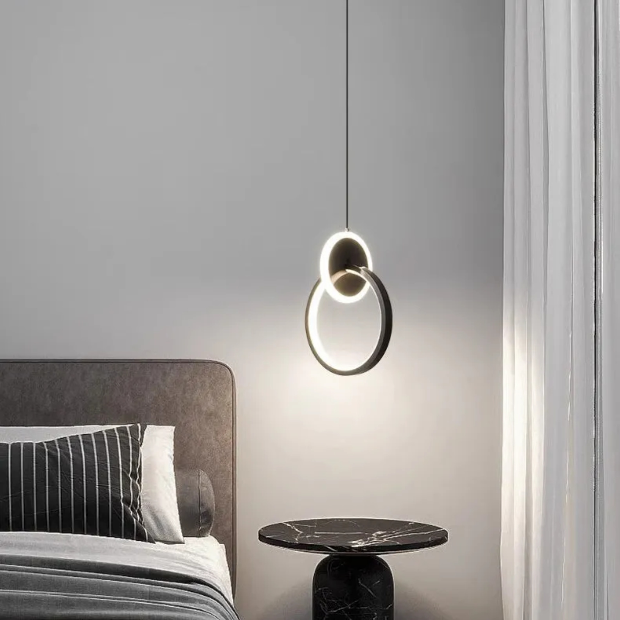Luxury oval silicone pendant lighting in acrylic — Round / Matte Black / 110V-120V (US/CA)