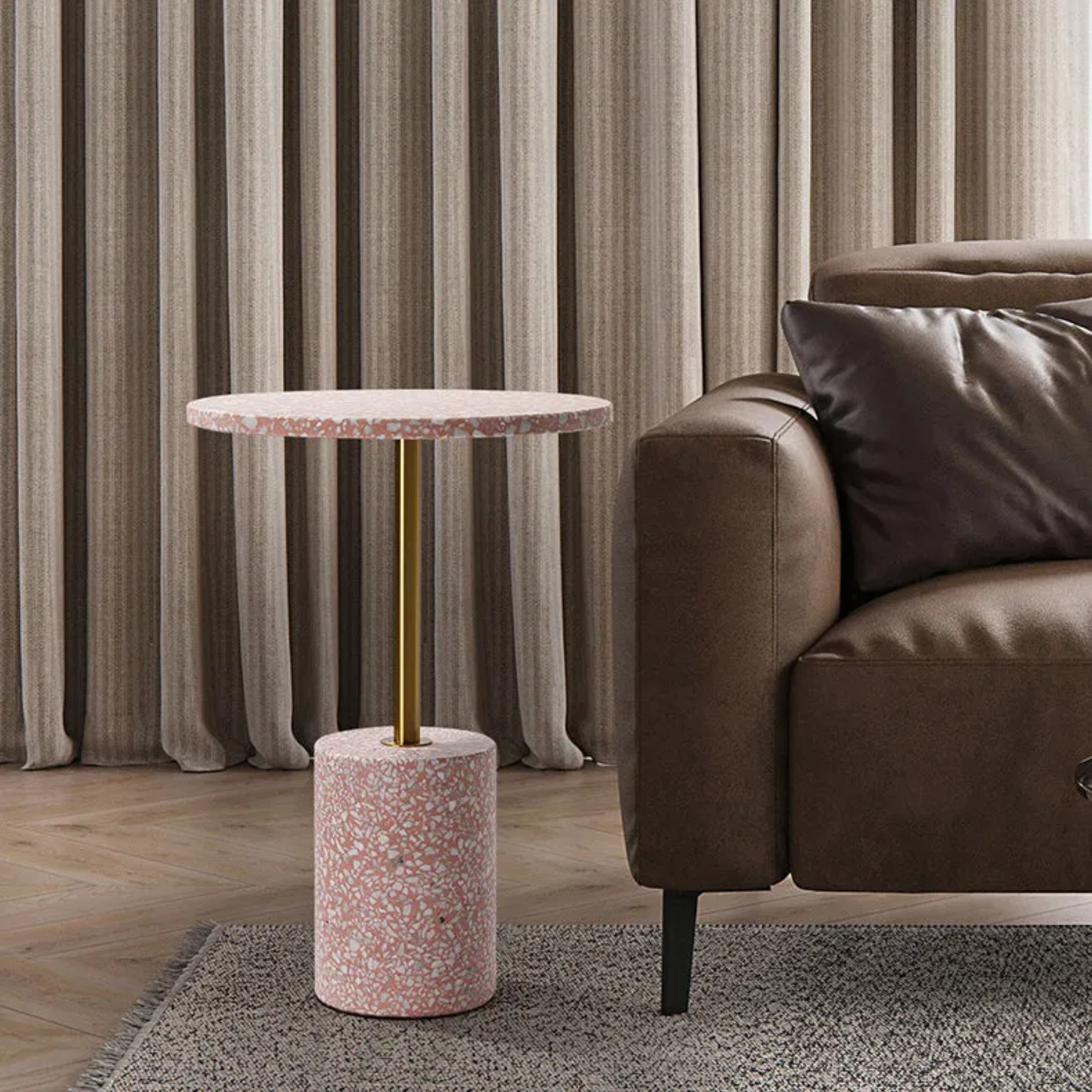 Luxury end round end & side tables in metal marble glass