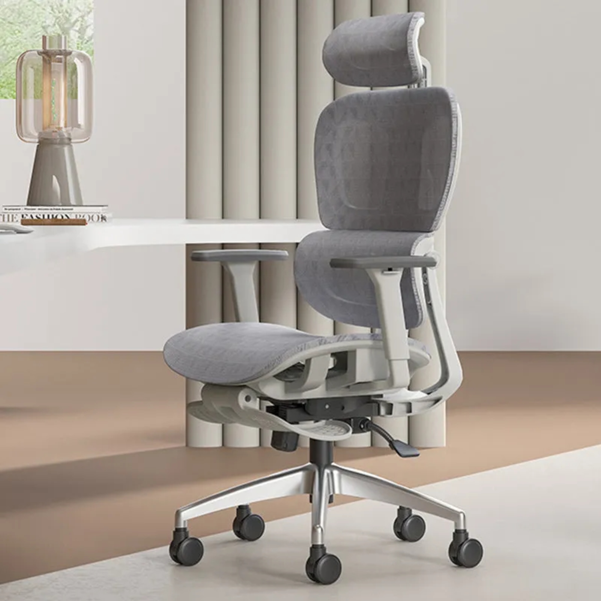 Lighom minimalist mesh desk aluminum office chairs — Without Footrest / Black
