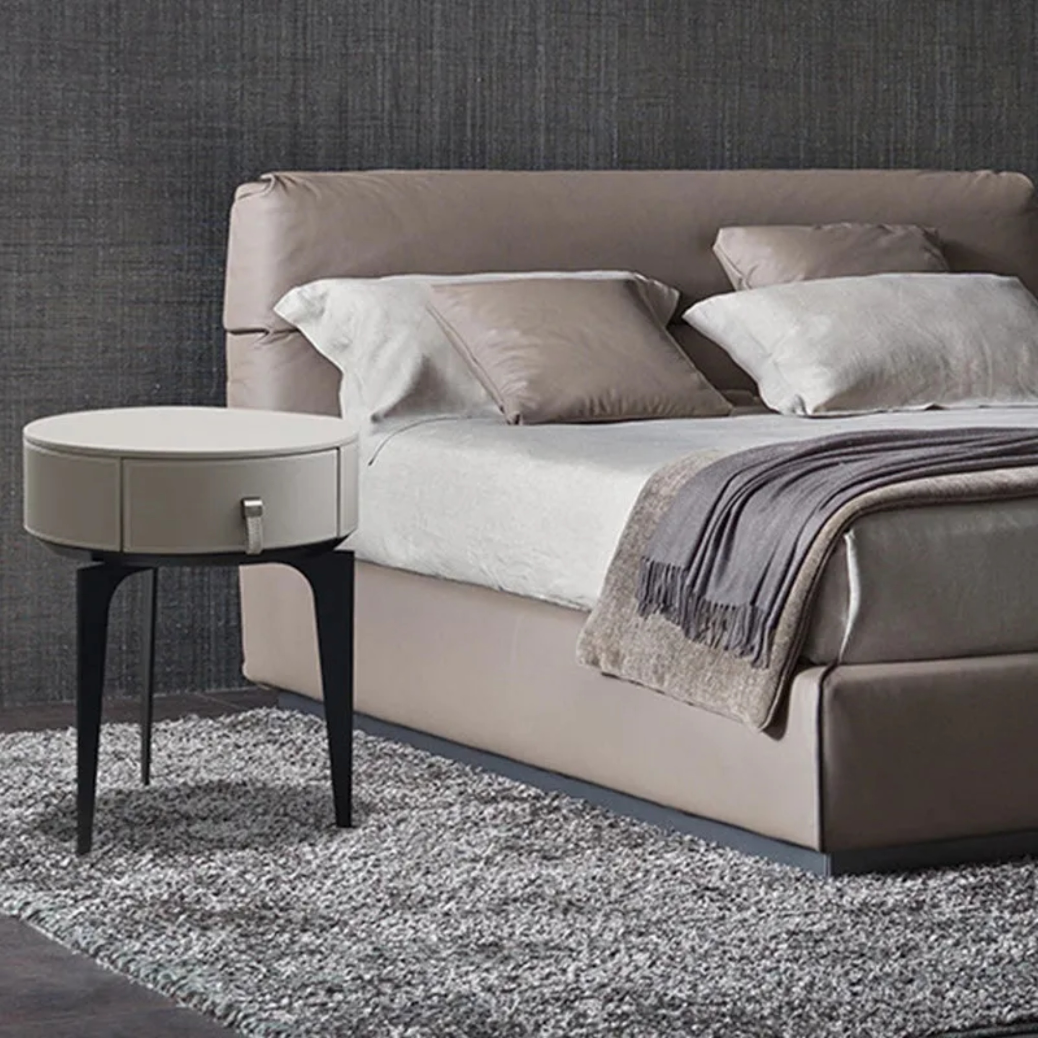 Wood leather solid microfiber nightstands - luxury — Variant A