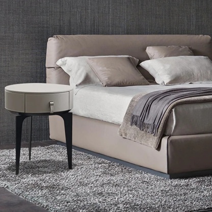 Wood leather solid microfiber nightstands - luxury — Variant A