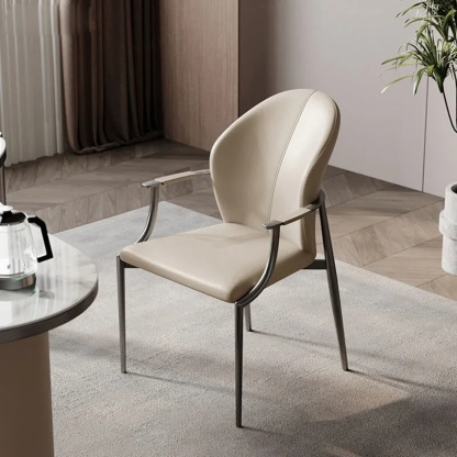 Gray minimalist wraparound microfiber dining chairs & benches