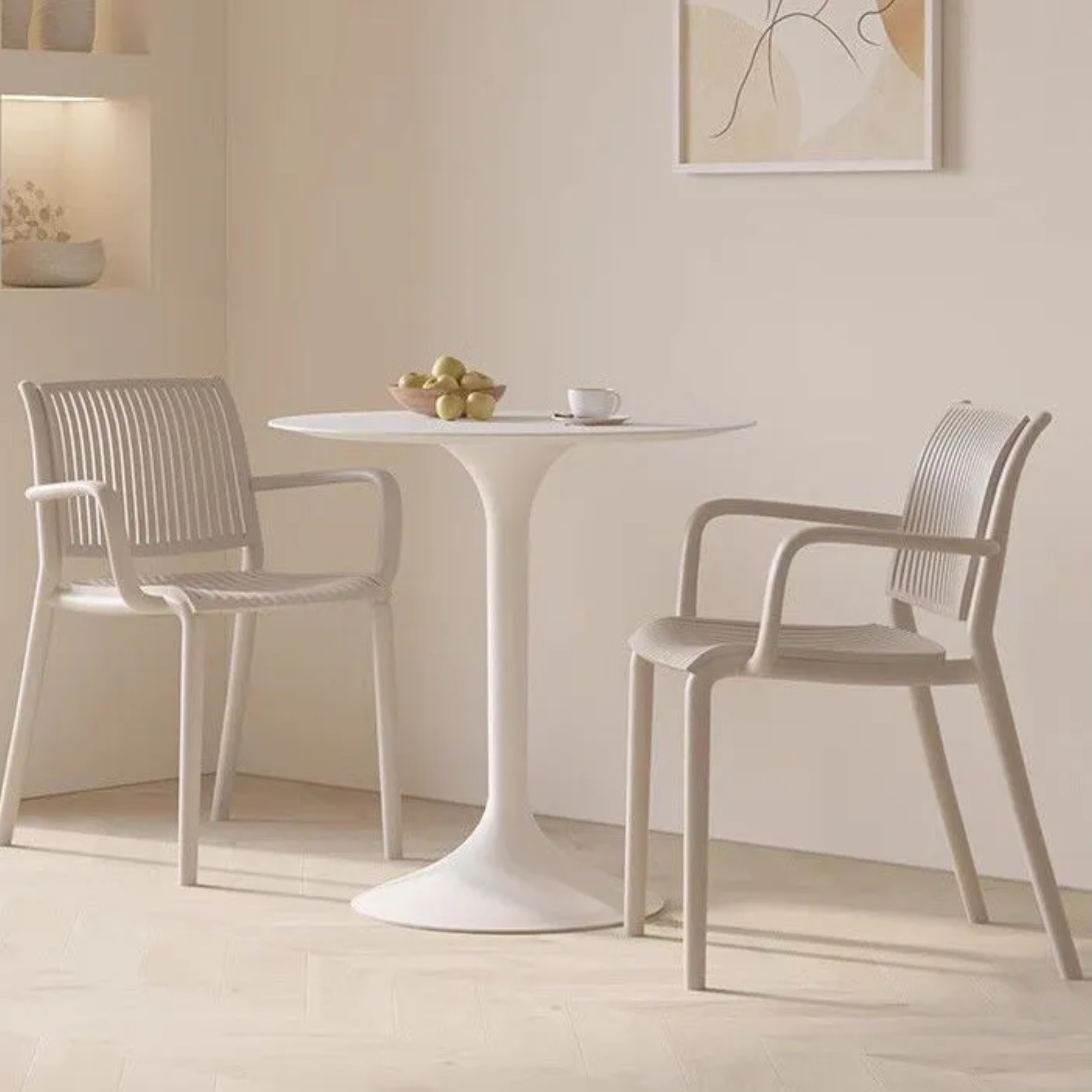 Lighom minimalist armrest beige dining chairs & benches — Dark Orange