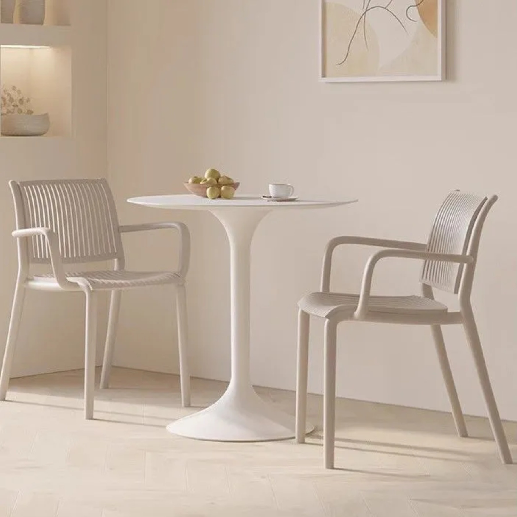 Lighom minimalist armrest beige dining chairs & benches — Dark Orange
