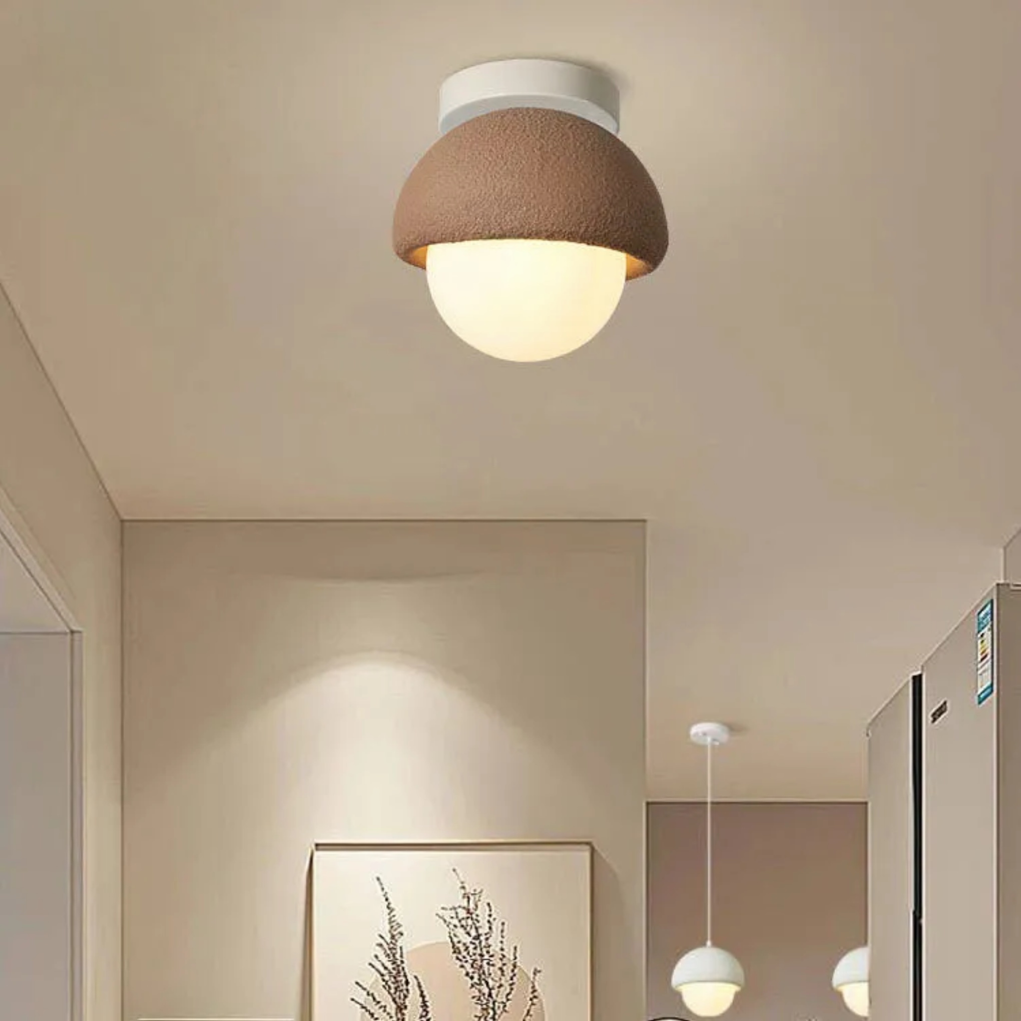 Lighom minimalist round brown flush mount lighting in resin — 110V-120V (US/CA)