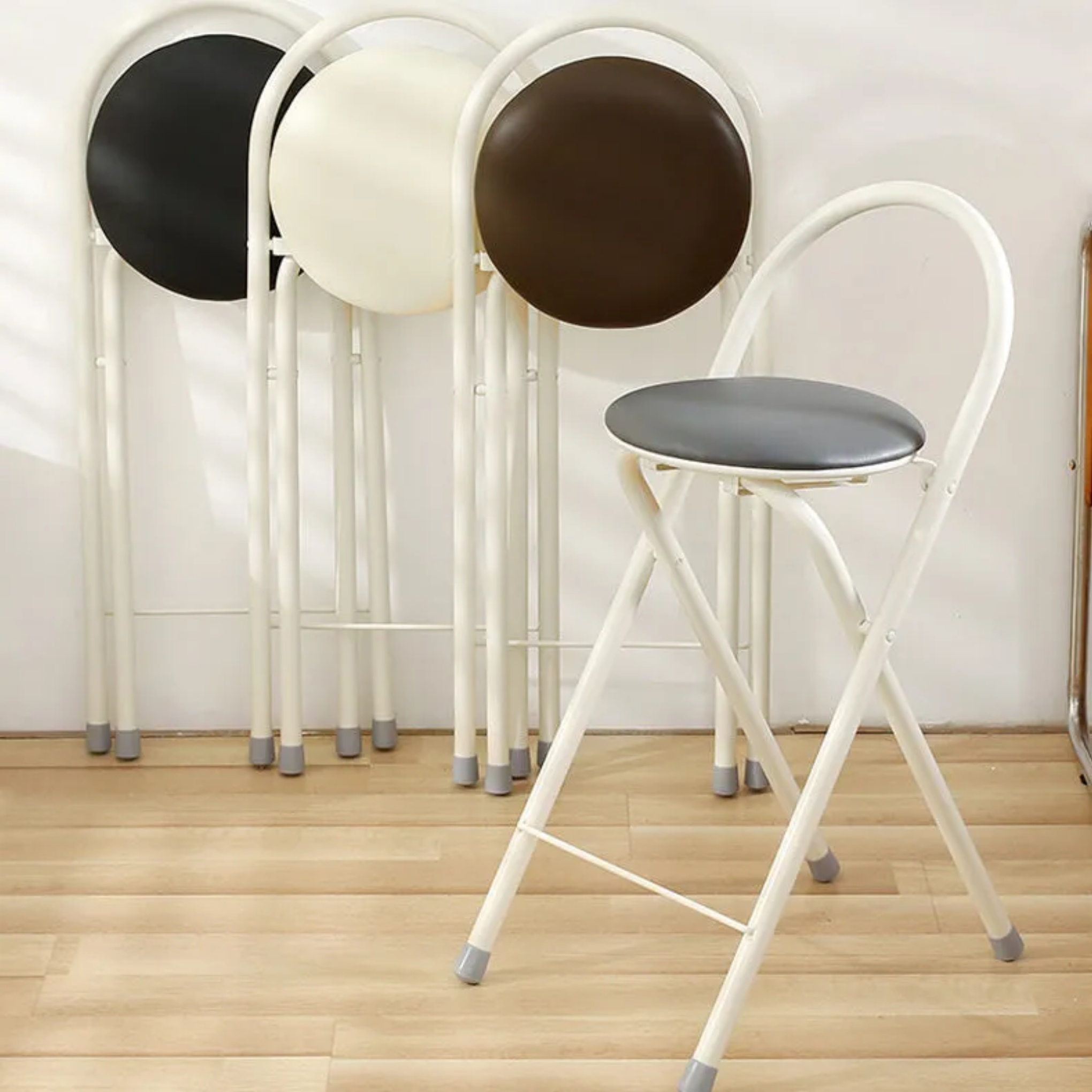 Minimalist foldable white iron bar & counter stools