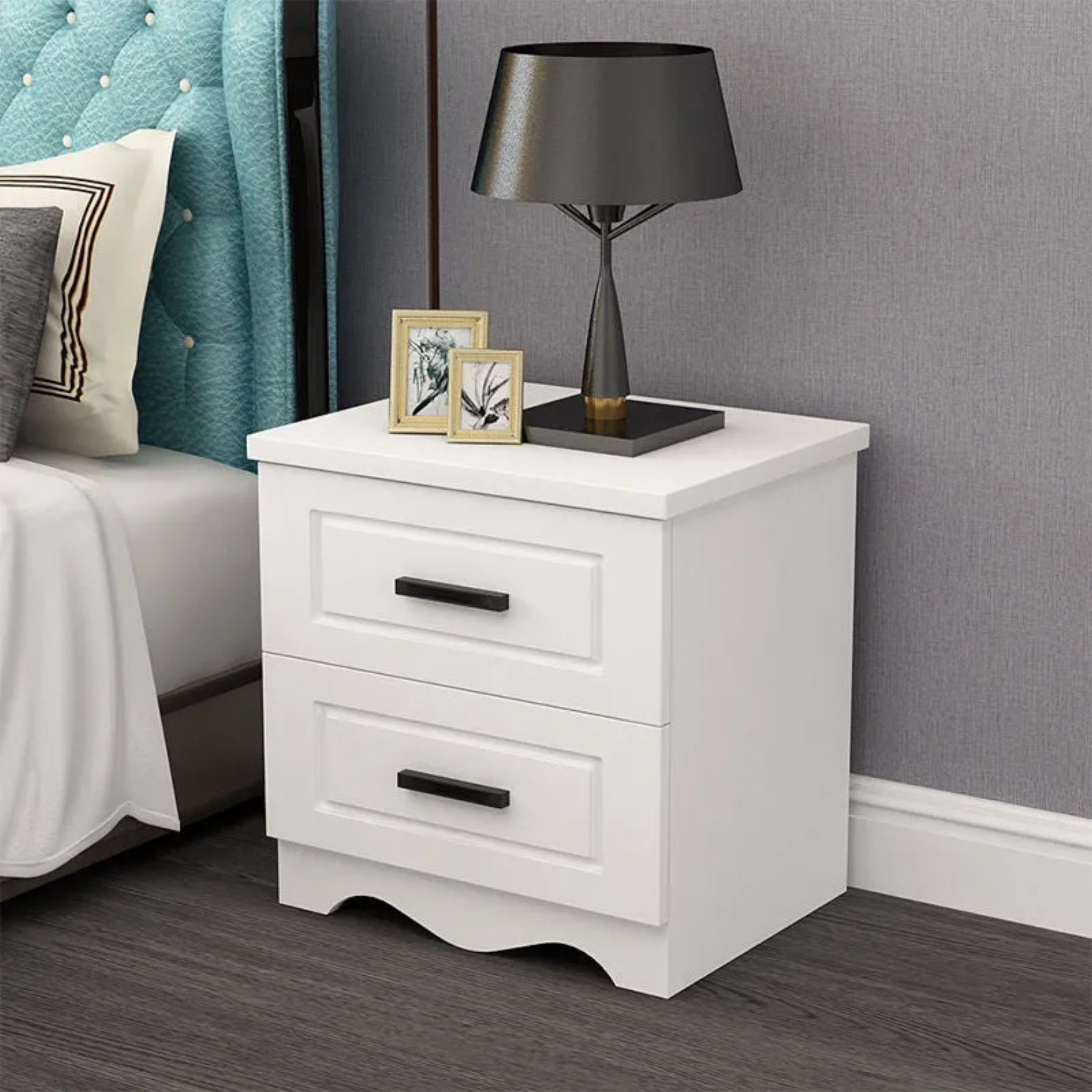 Lighom minimalist board 2-drawer cream nightstands in glass — Style A